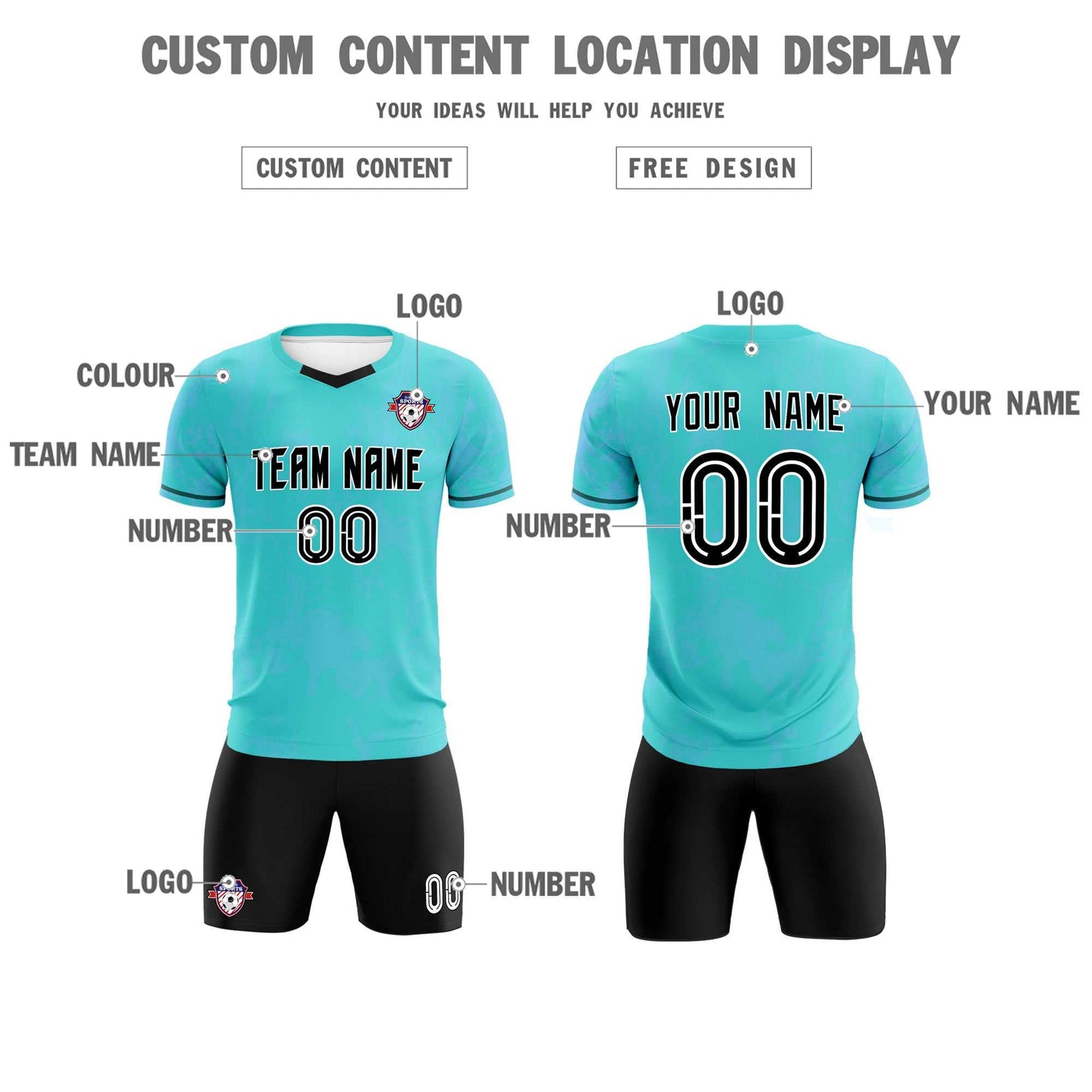 Custom Sky Blue Classic Graffiti Pattern Sportswear Soccer Tops/Sets Jersey