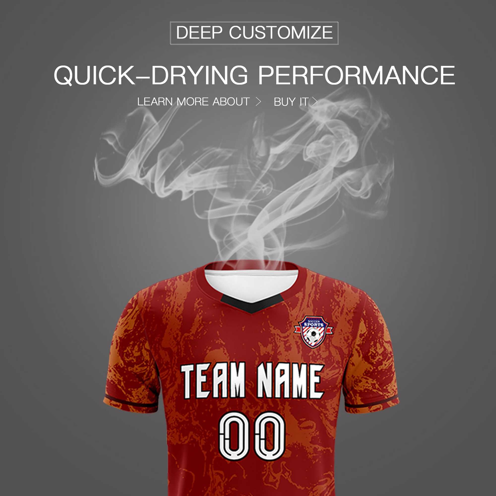 Custom Crimson Classic Graffiti Pattern Sportswear Soccer Tops/Sets Jersey