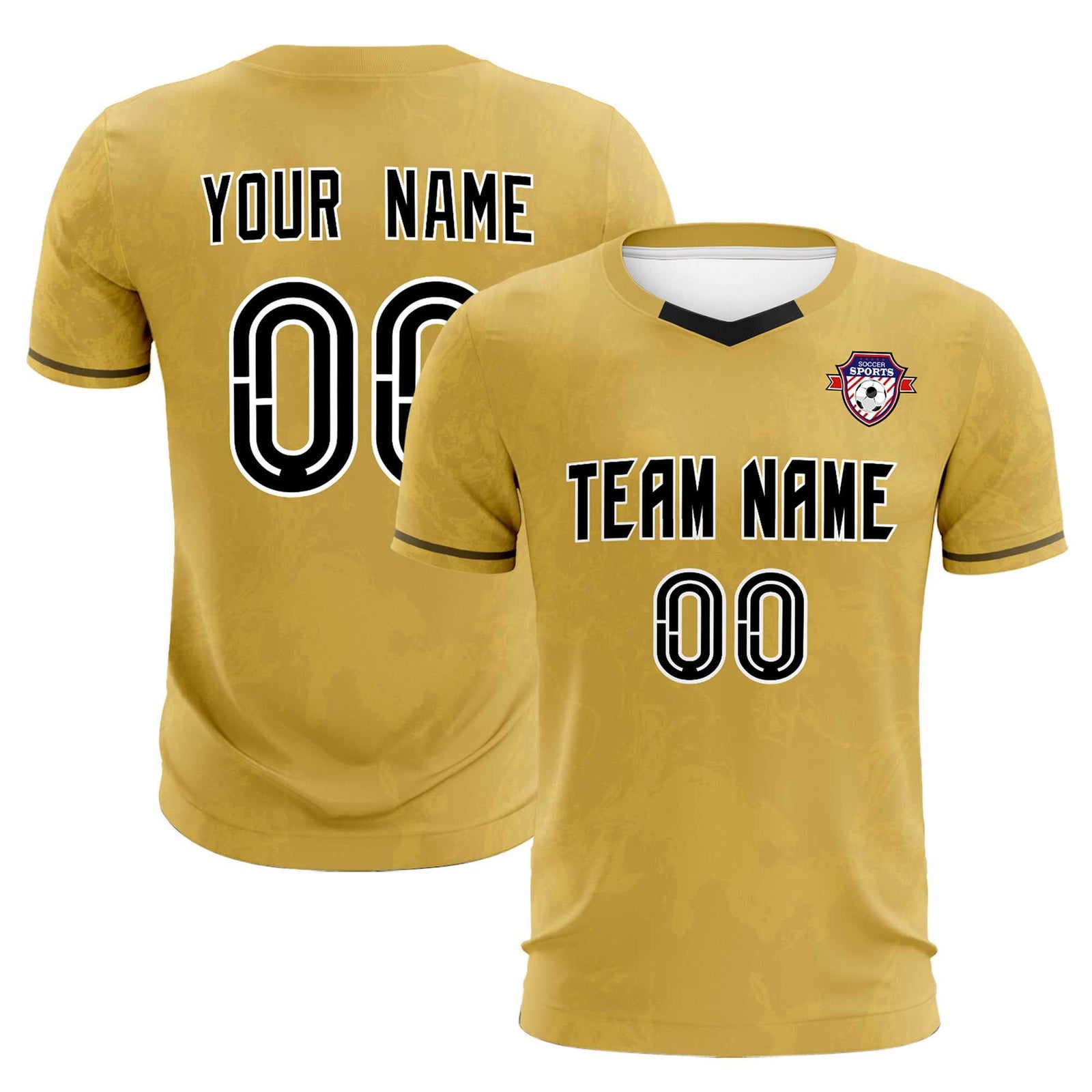 Custom Old Gold Classic Graffiti Pattern Sportswear Soccer Tops/Sets Jersey