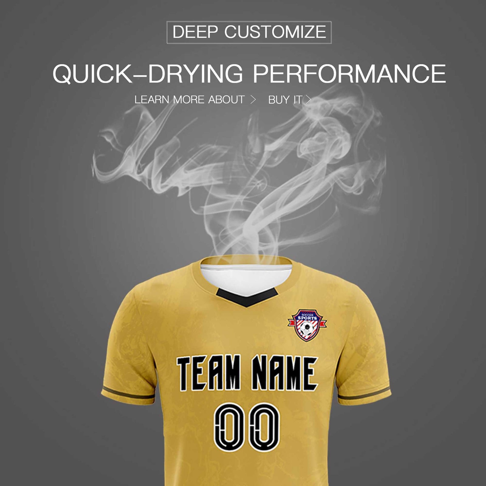 Custom Old Gold Classic Graffiti Pattern Sportswear Soccer Tops/Sets Jersey