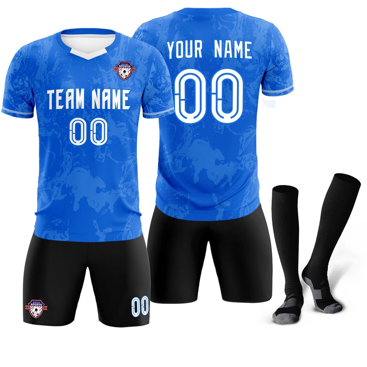 Custom Royal Classic Graffiti Pattern Sportswear Soccer Tops/Sets Jersey