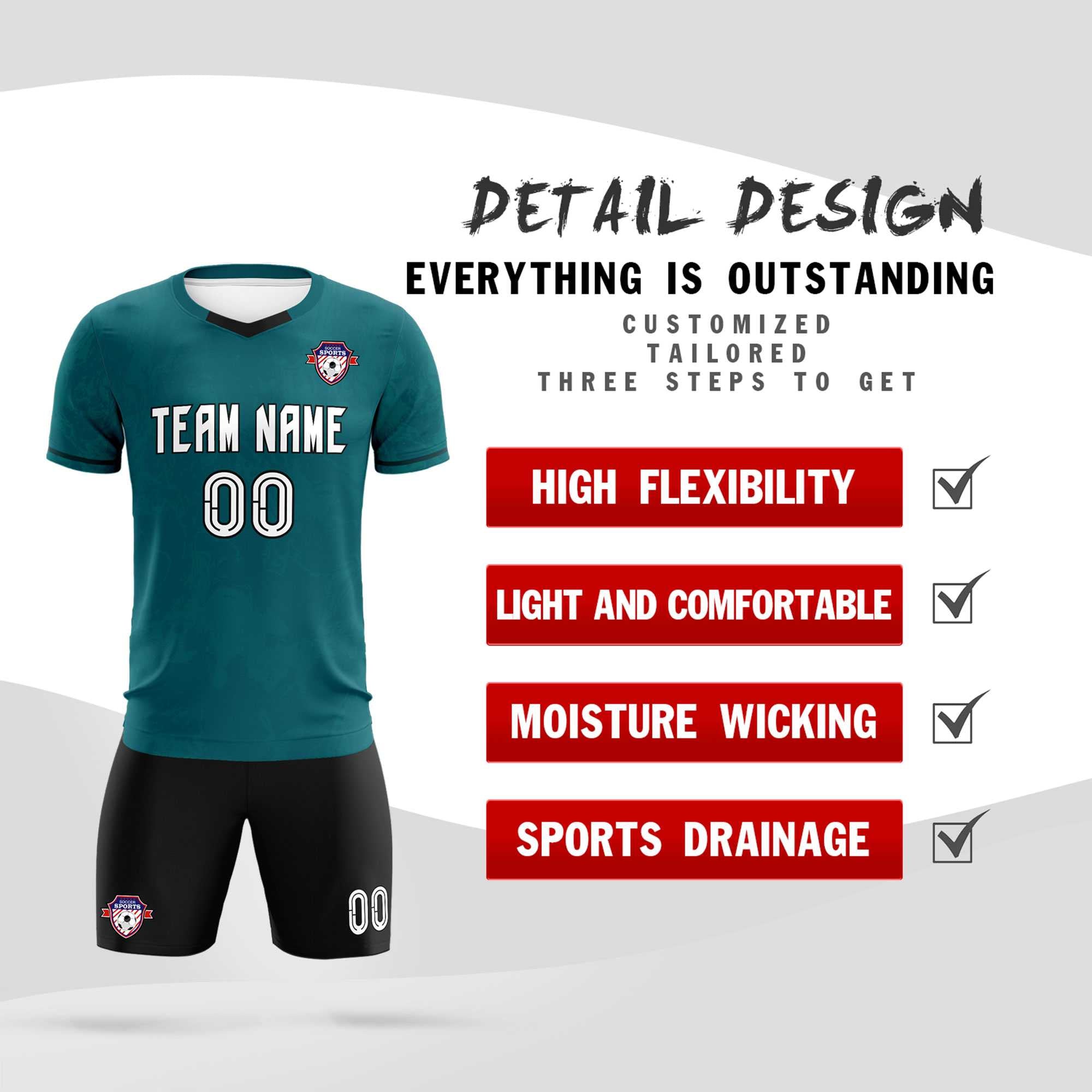 Custom Midnight Green Classic Graffiti Pattern Sportswear Soccer Tops/Sets Jersey