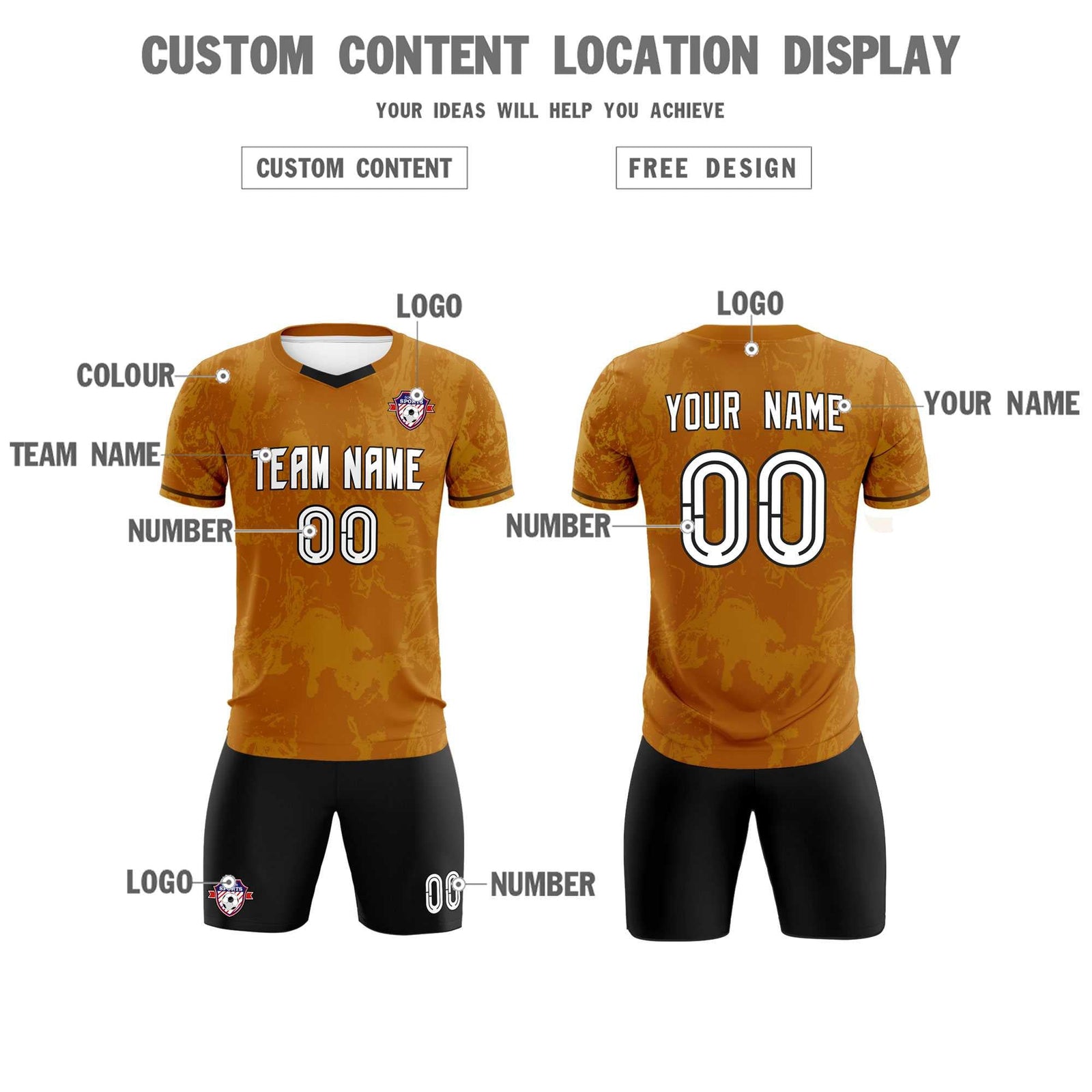 Custom Khaki Classic Graffiti Pattern Sportswear Soccer Tops/Sets Jersey