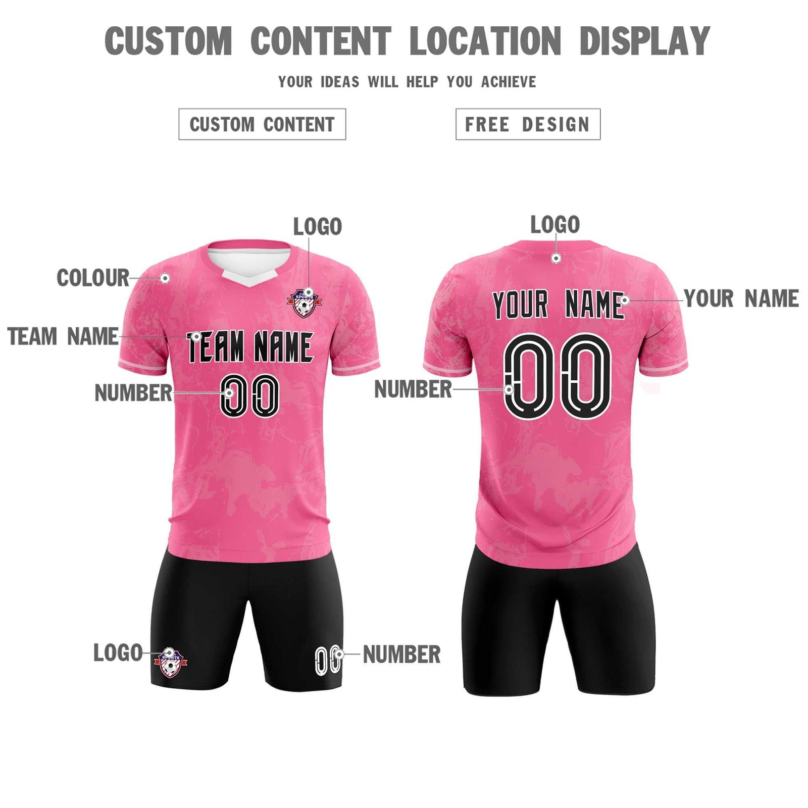 Custom Pink Classic Graffiti Pattern Sportswear Soccer Tops/Sets Jersey