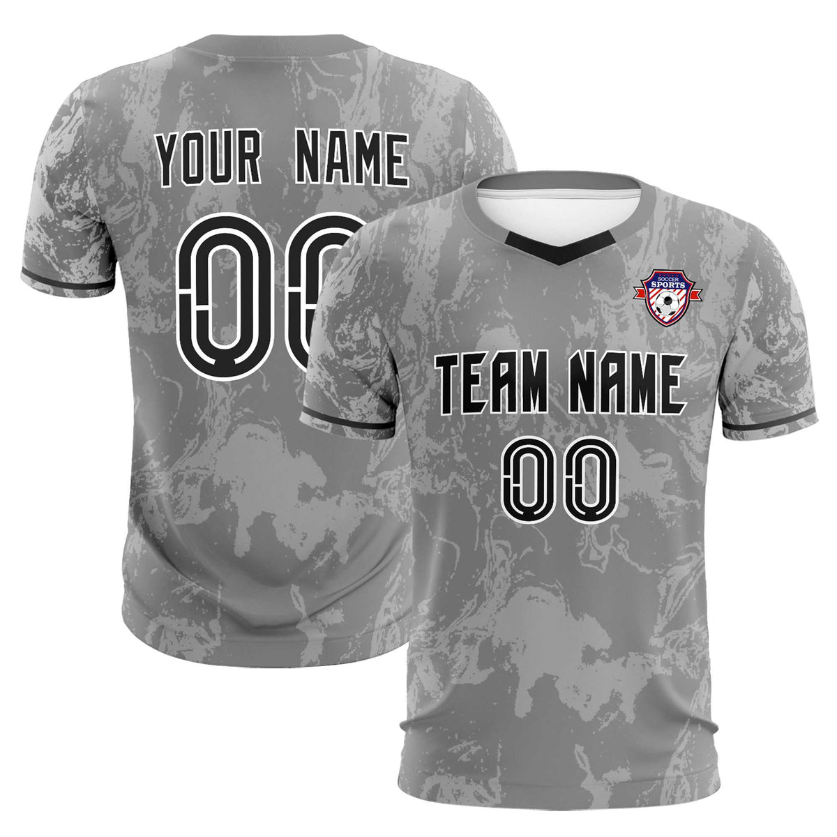 Custom Gray Classic Graffiti Pattern Sportswear Soccer Tops/Sets Jersey