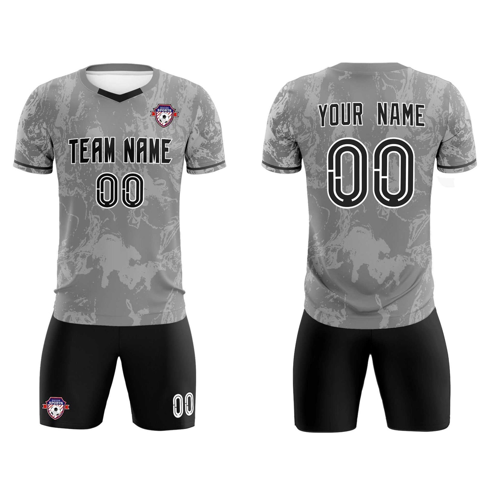 Custom Gray Classic Graffiti Pattern Sportswear Soccer Tops/Sets Jersey