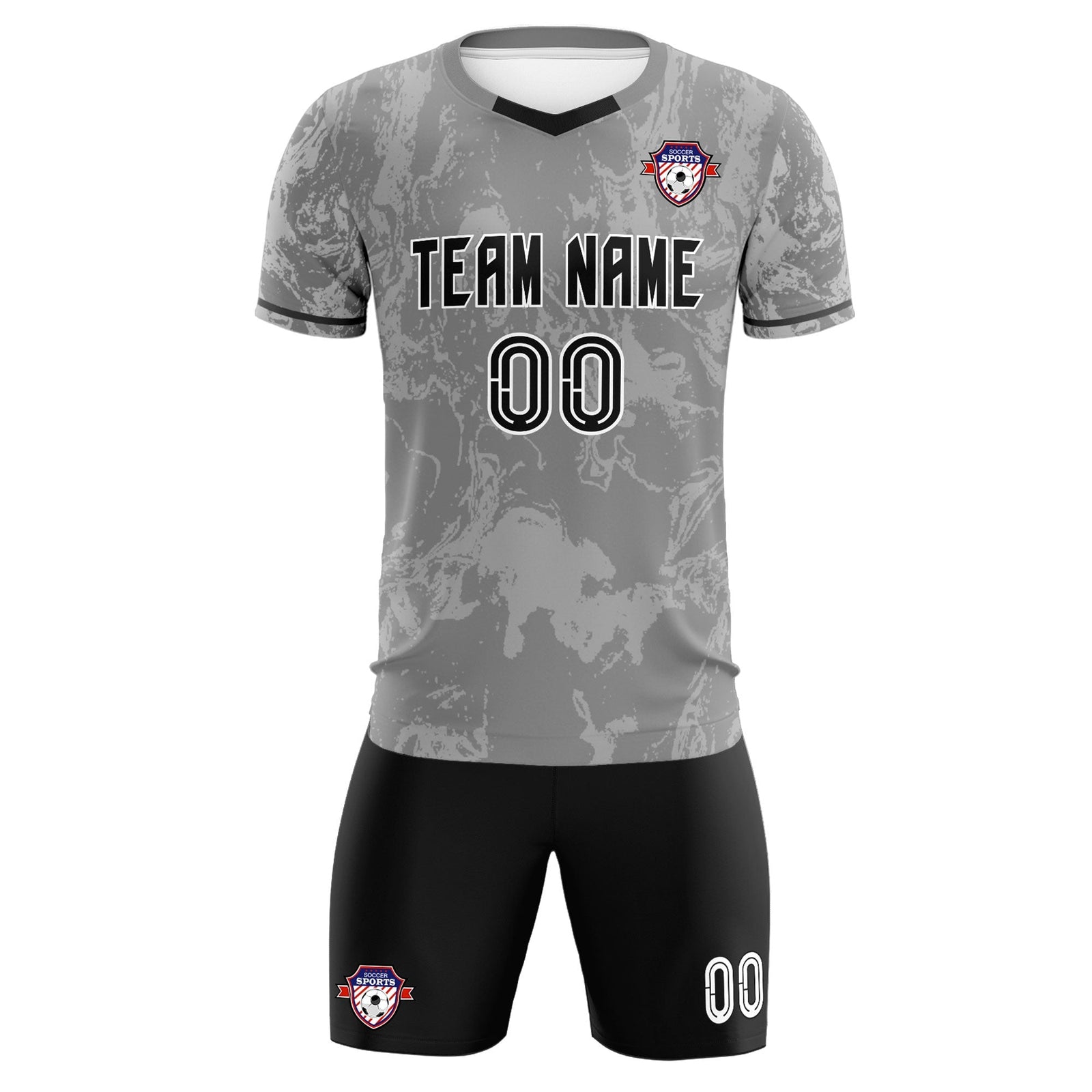 Custom Gray Classic Graffiti Pattern Sportswear Soccer Tops/Sets Jersey