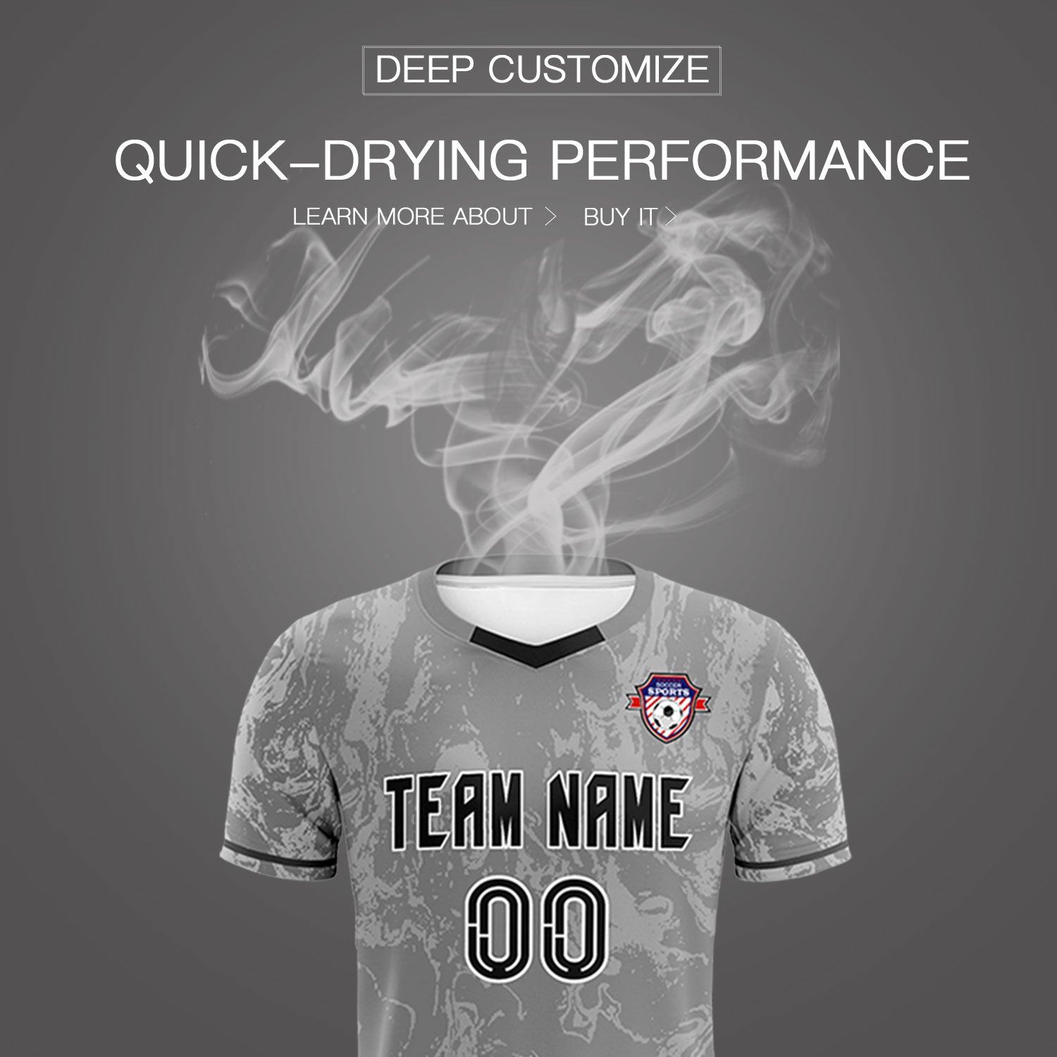 Custom Gray Classic Graffiti Pattern Sportswear Soccer Tops/Sets Jersey