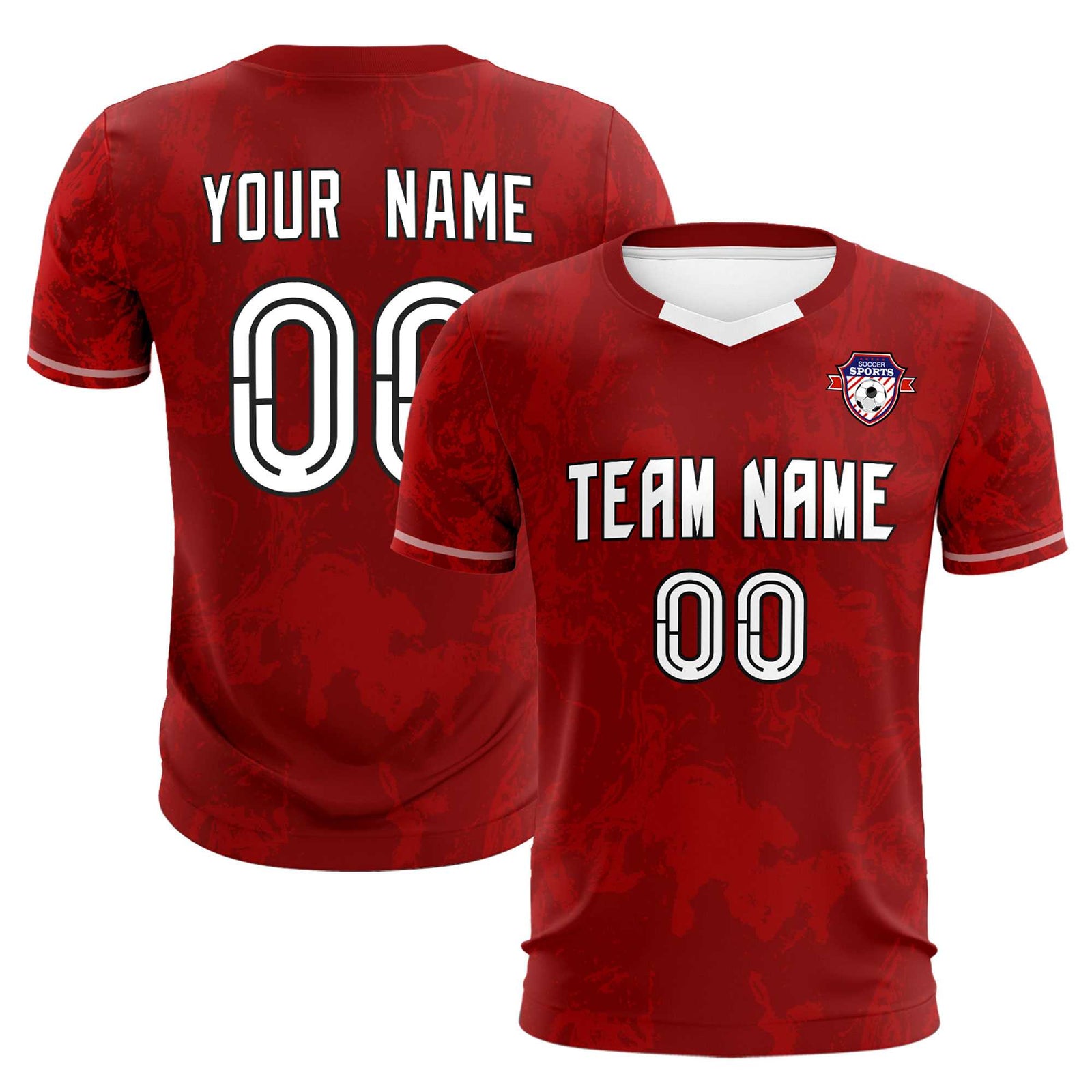 Custom Crimson Classic Graffiti Pattern Sportswear Soccer Tops/Sets Jersey