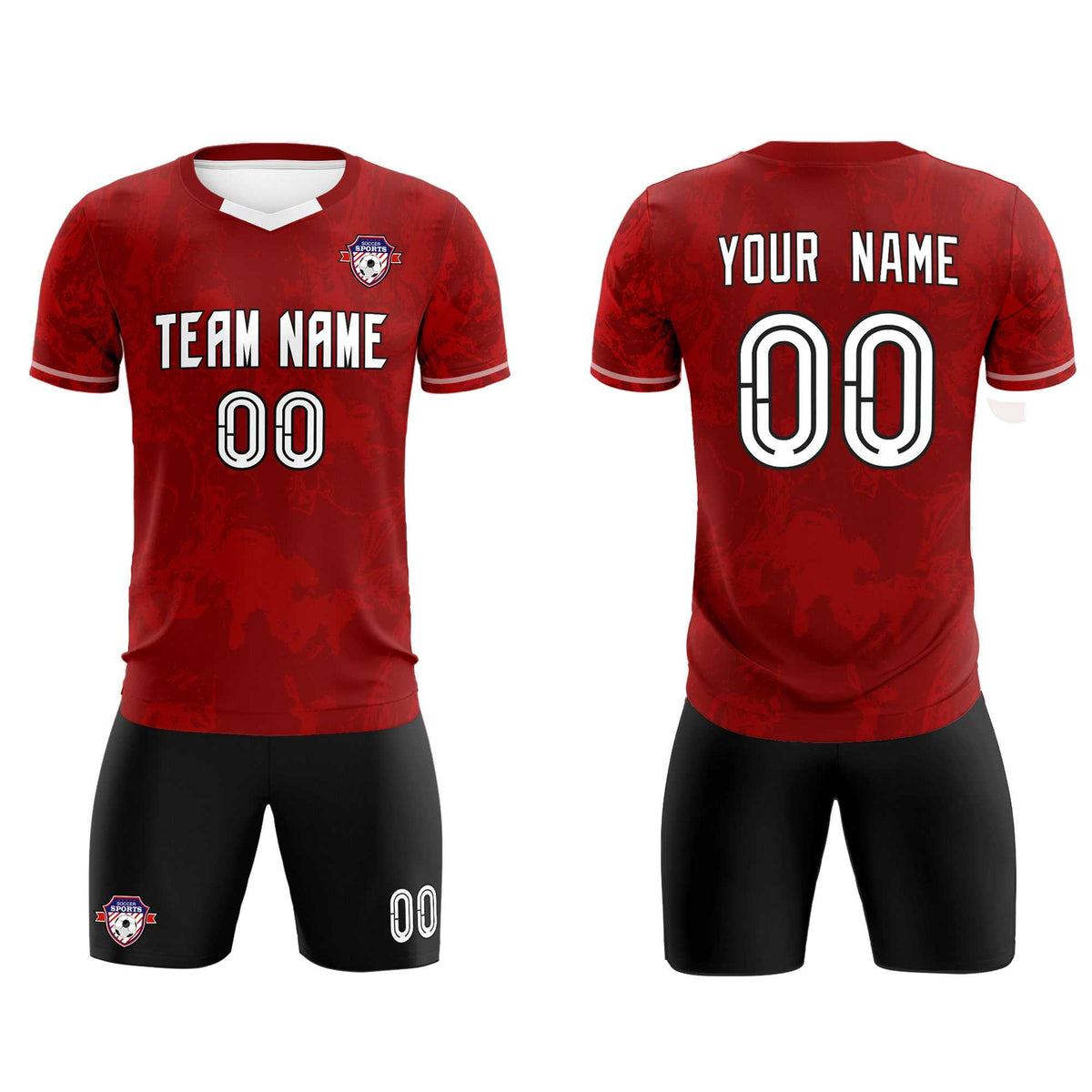 Custom Crimson Classic Graffiti Pattern Sportswear Soccer Tops/Sets Jersey