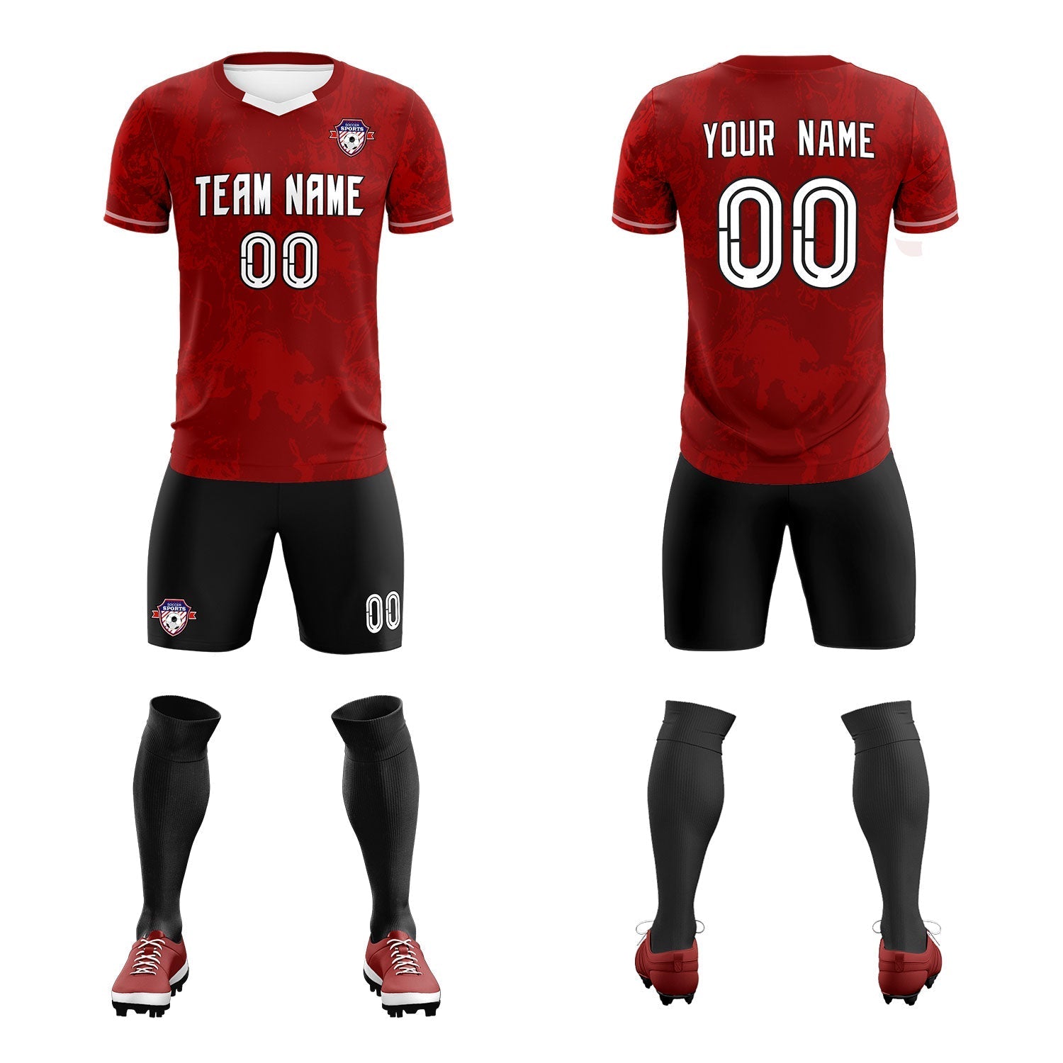 Custom Crimson Classic Graffiti Pattern Sportswear Soccer Tops/Sets Jersey