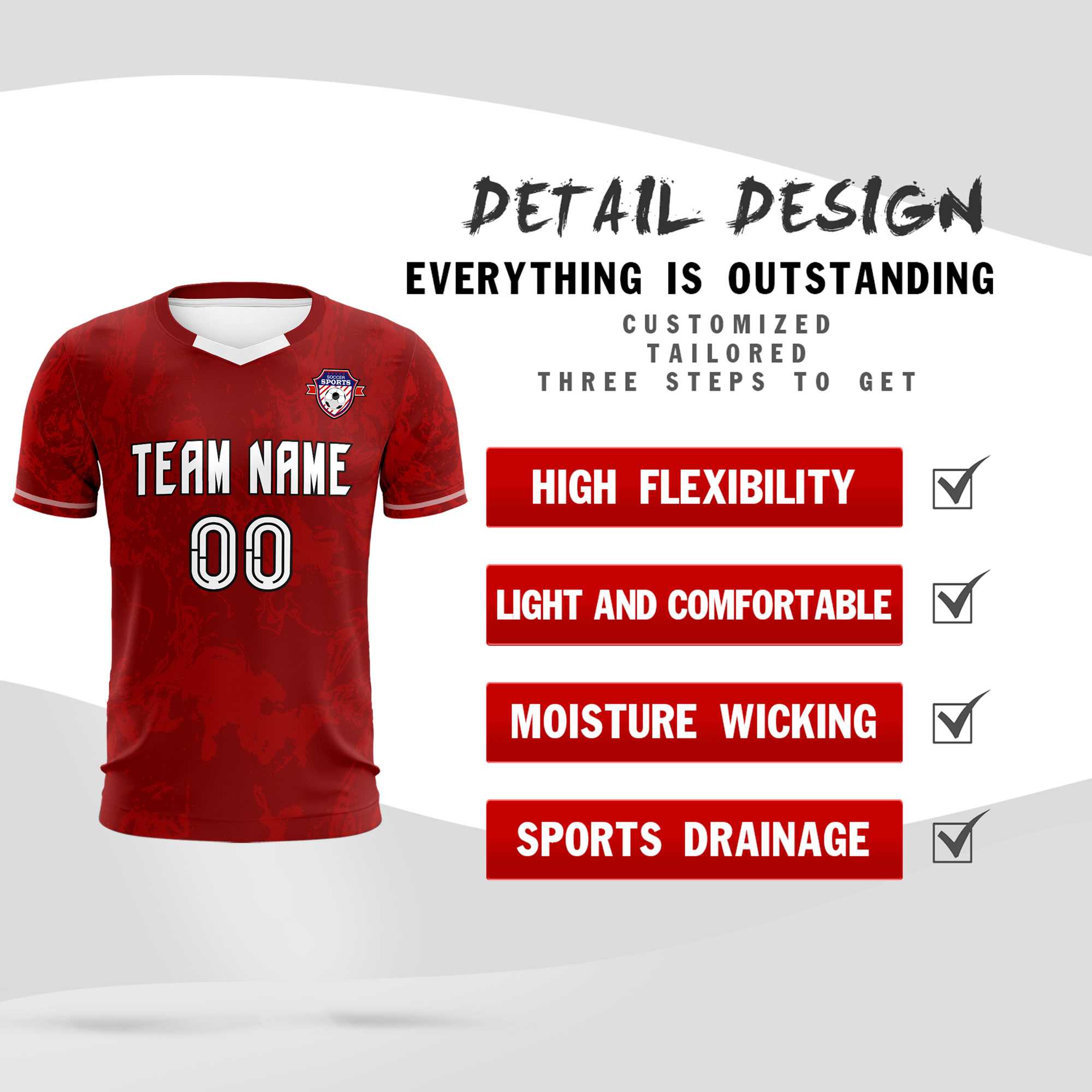 Custom Crimson Classic Graffiti Pattern Sportswear Soccer Tops/Sets Jersey