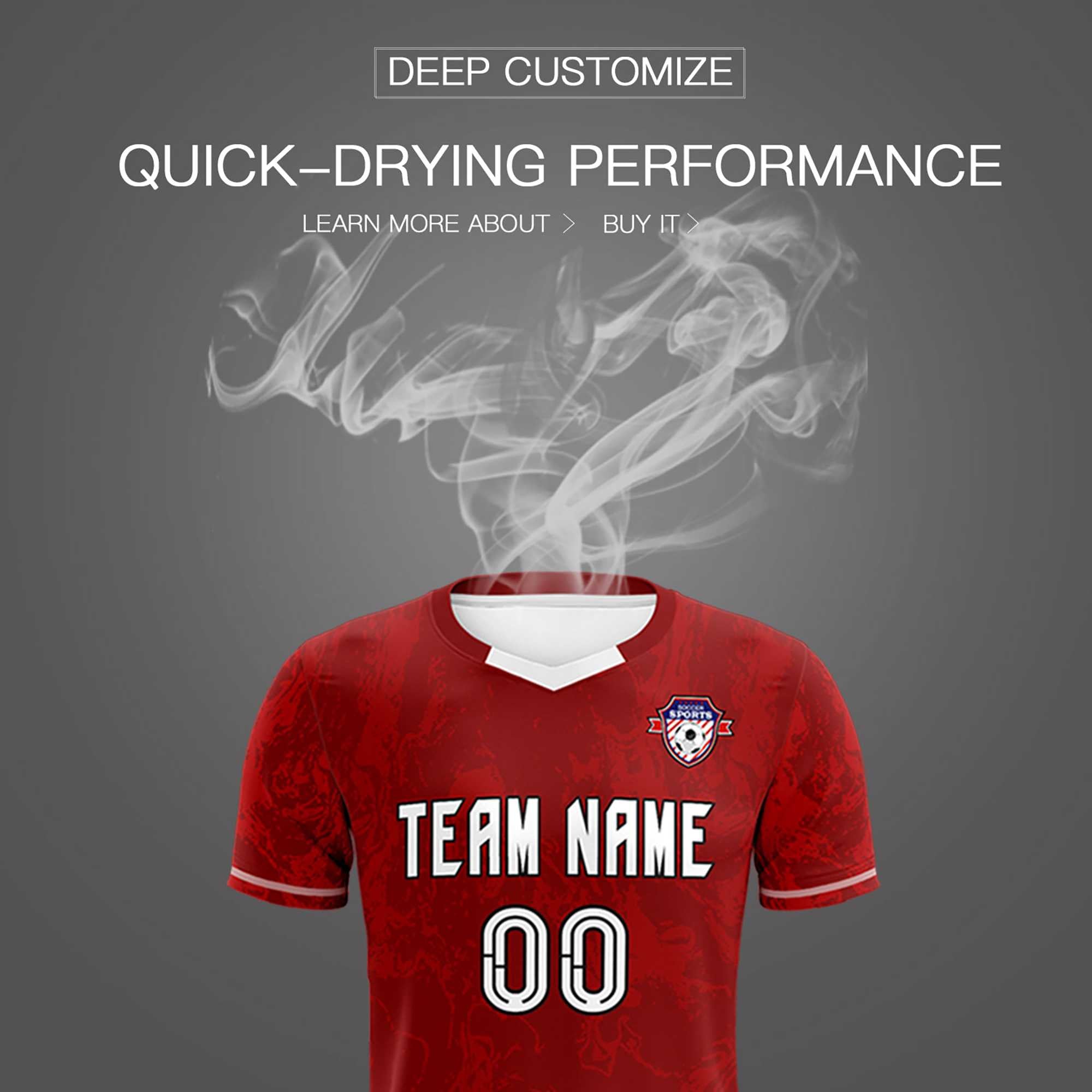 Custom Crimson Classic Graffiti Pattern Sportswear Soccer Tops/Sets Jersey