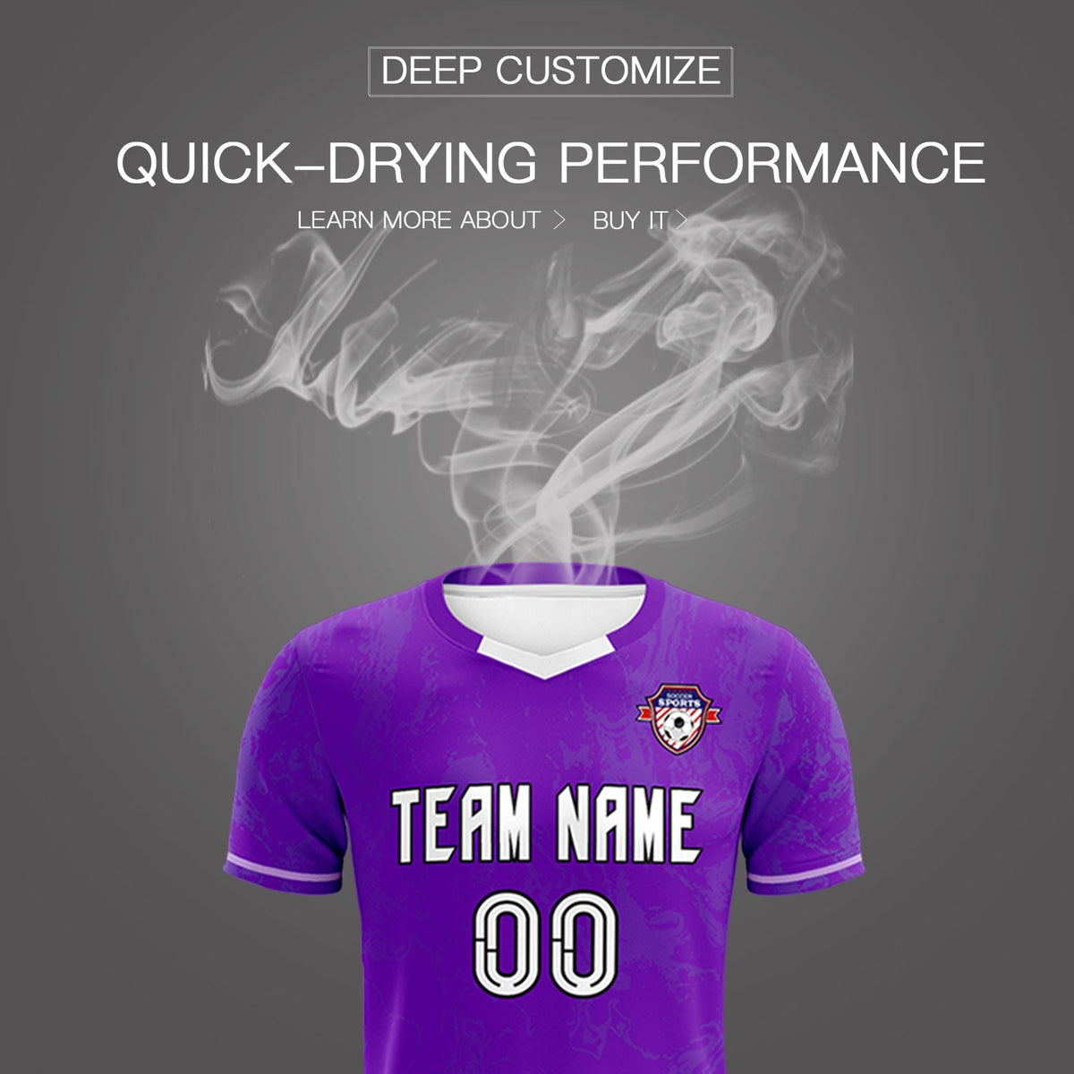 Custom Purple Classic Graffiti Pattern Sportswear Soccer Tops/Sets Jersey
