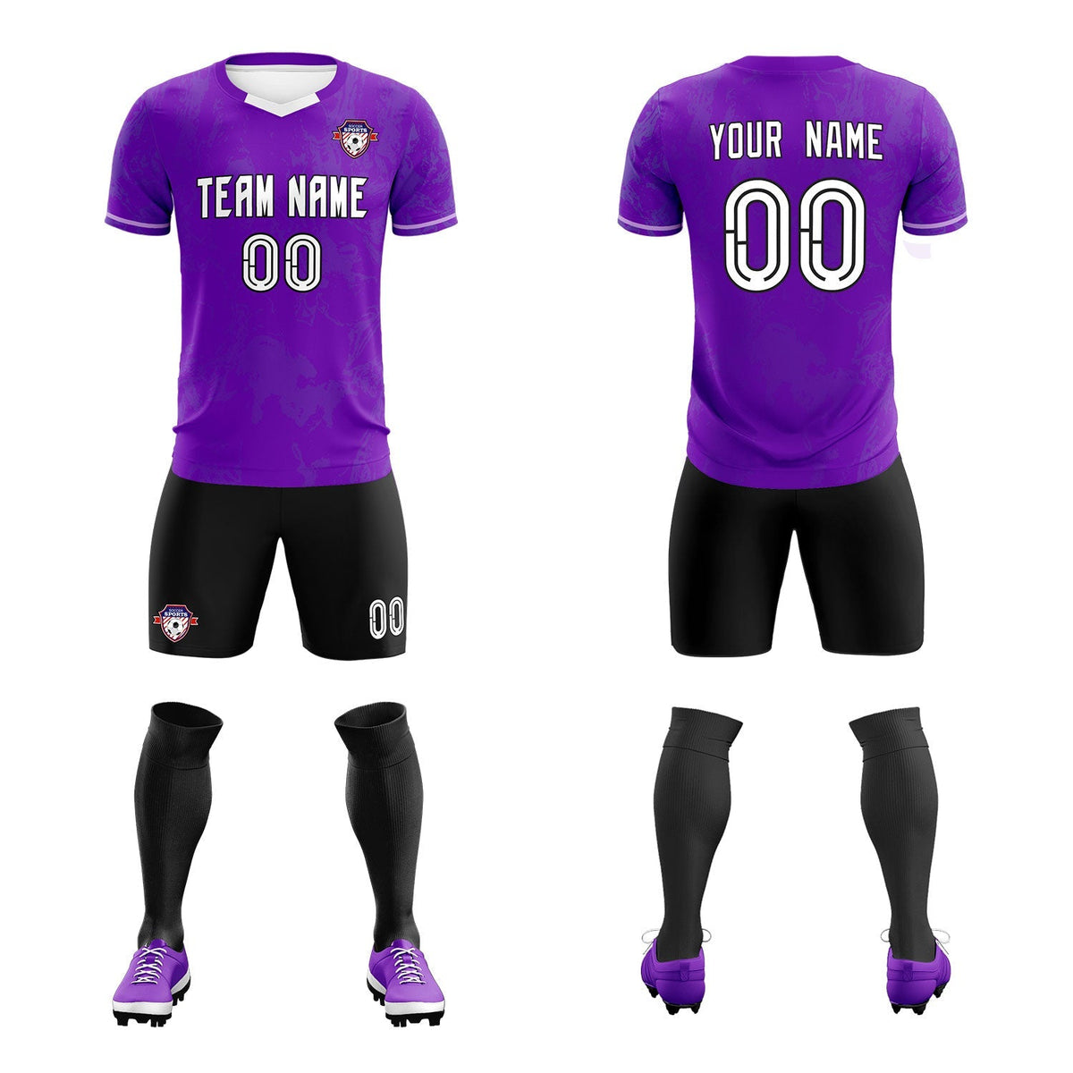 Custom Purple Classic Graffiti Pattern Sportswear Soccer Tops/Sets Jersey