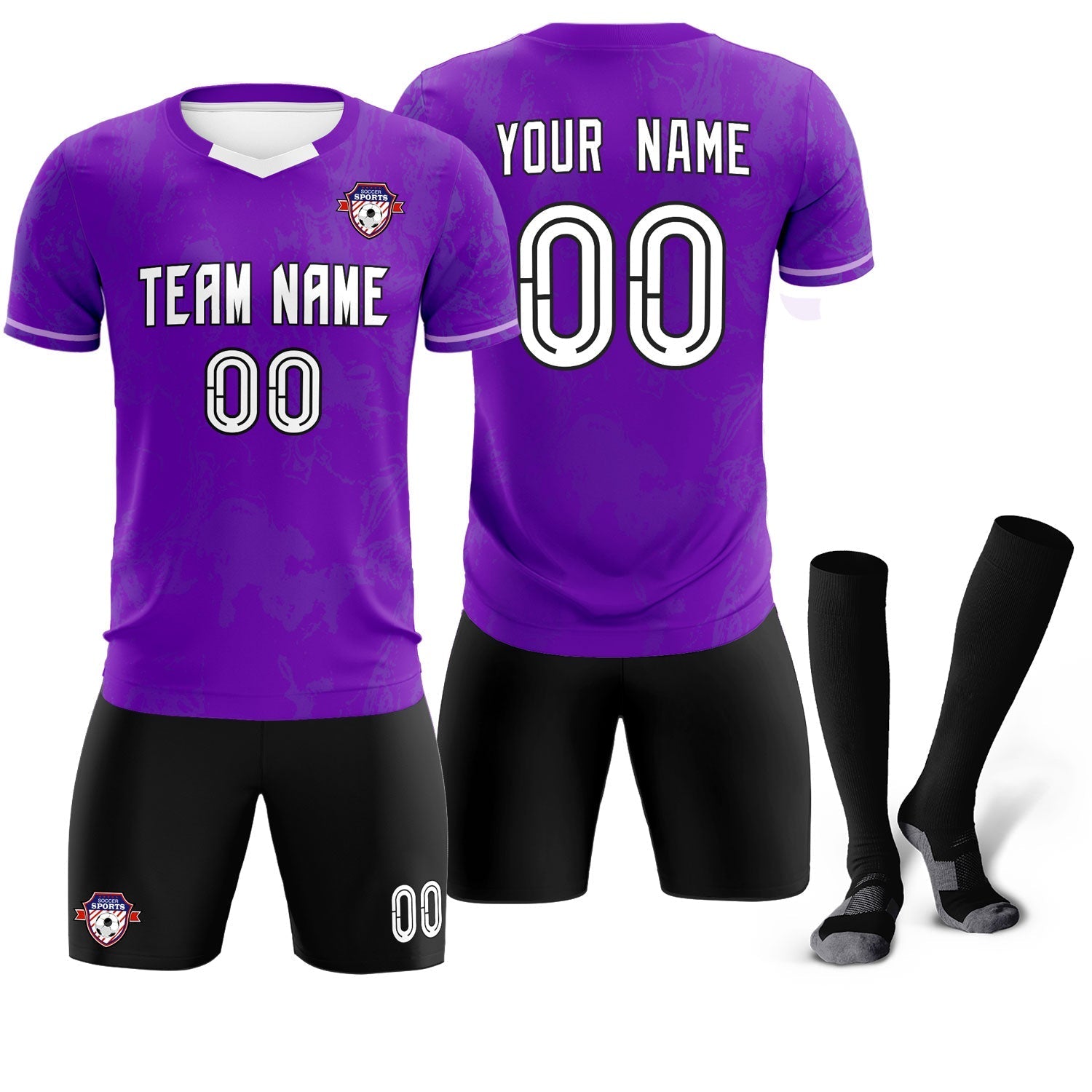 Custom Purple Classic Graffiti Pattern Sportswear Soccer Tops/Sets Jersey