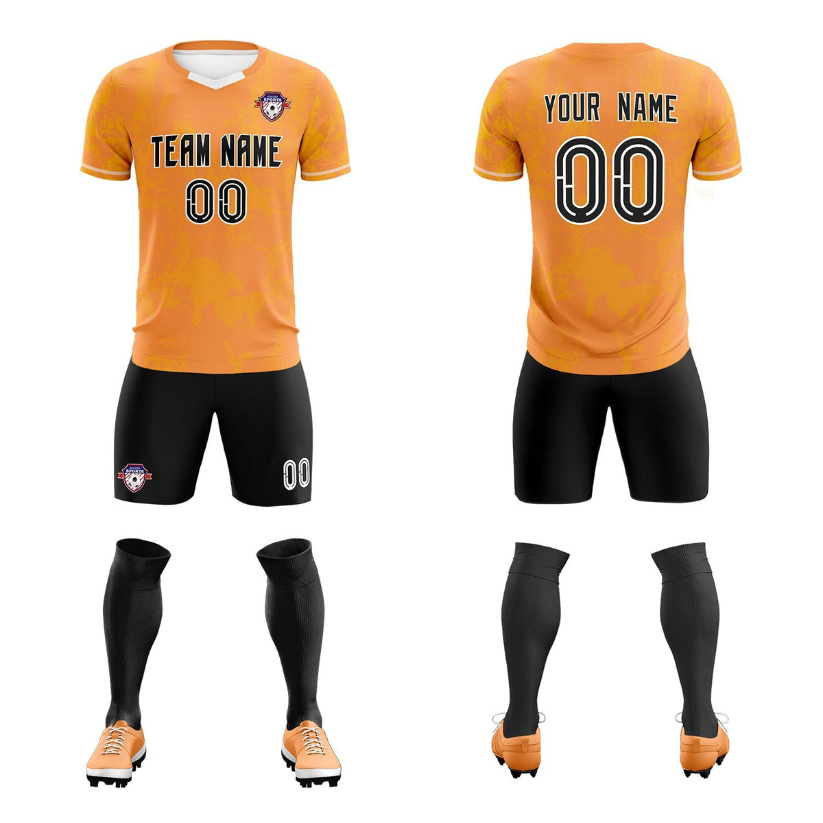 Custom Texas Orange Classic Graffiti Pattern Sportswear Soccer Tops/Sets Jersey