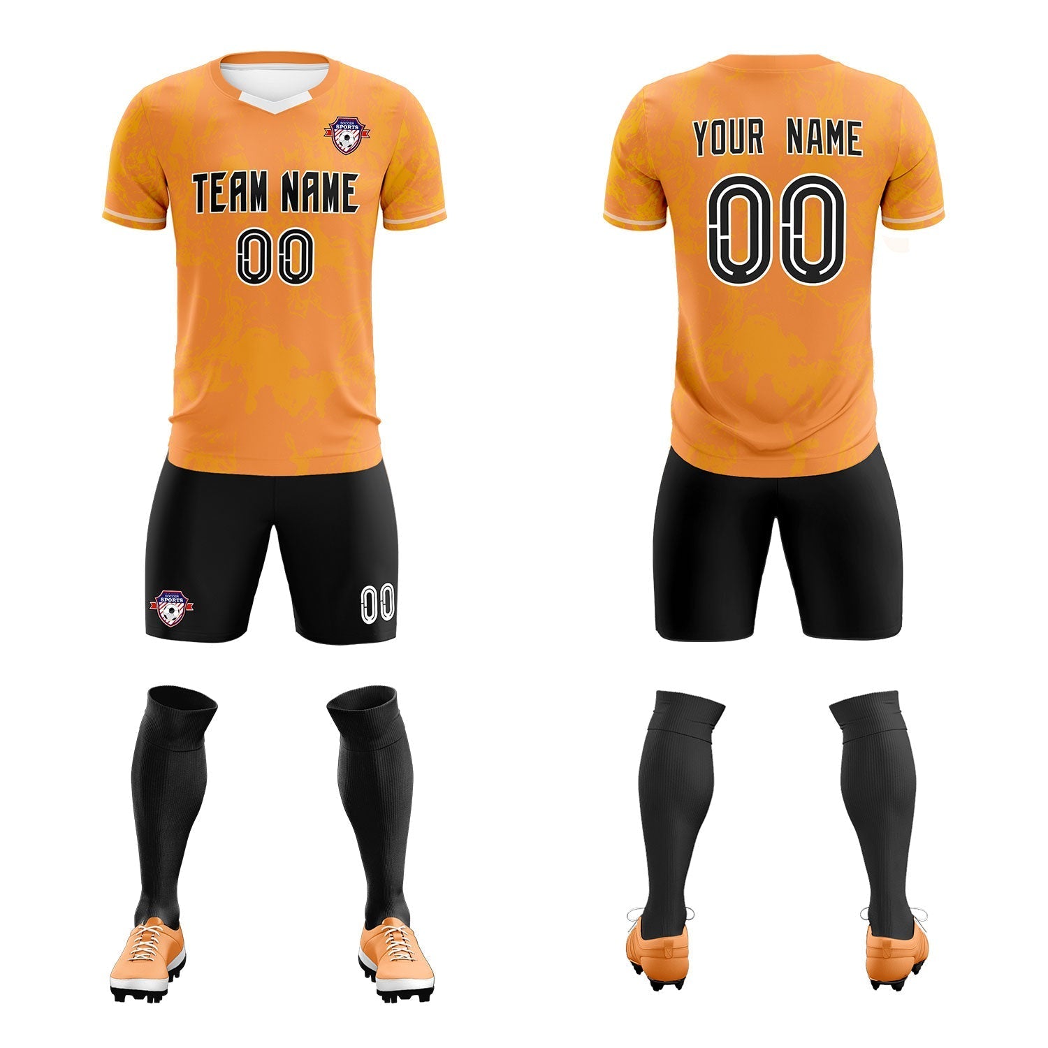 Custom Texas Orange Classic Graffiti Pattern Sportswear Soccer Tops/Sets Jersey
