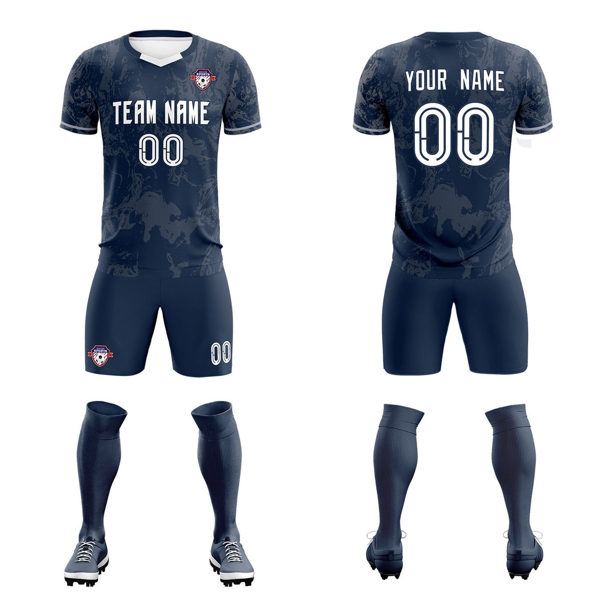 Custom Navy Classic Graffiti Pattern Sportswear Soccer Tops/Sets Jersey
