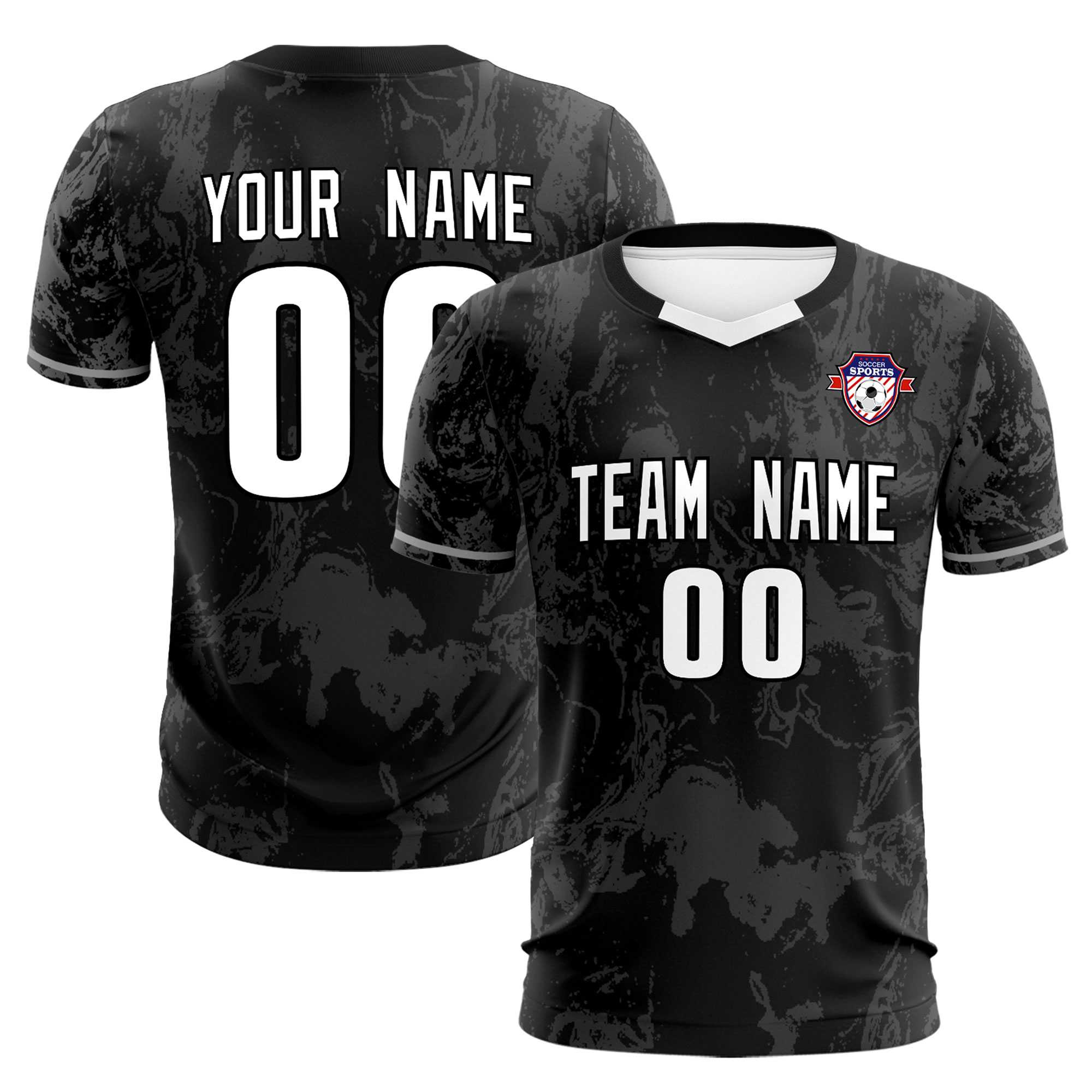 Custom Black Classic Graffiti Pattern Sportswear Soccer Tops/Sets Jersey