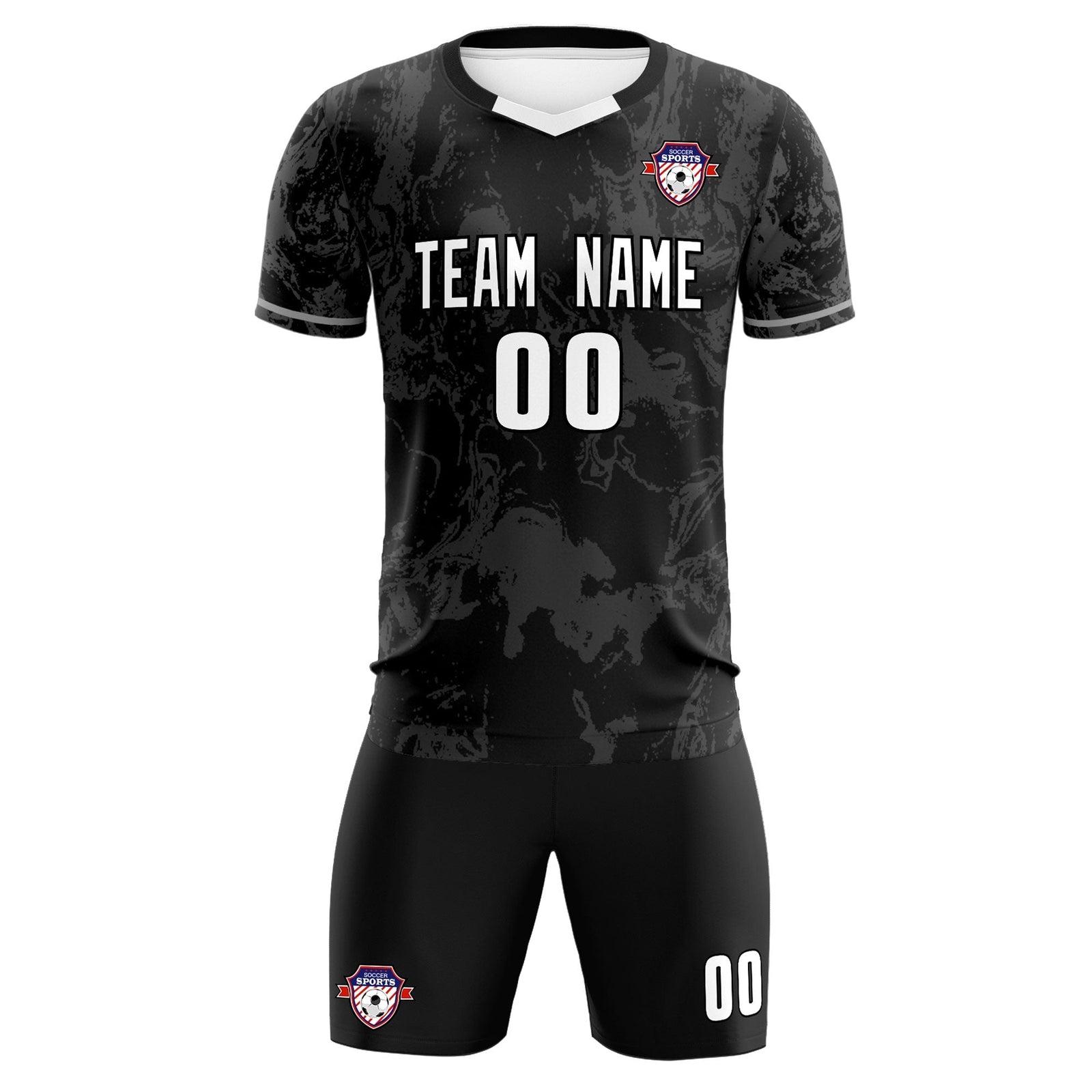 Custom Black Classic Graffiti Pattern Sportswear Soccer Tops/Sets Jersey