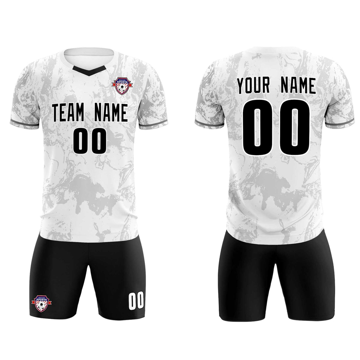 Custom White Classic Graffiti Pattern Sportswear Soccer Tops/Sets Jersey