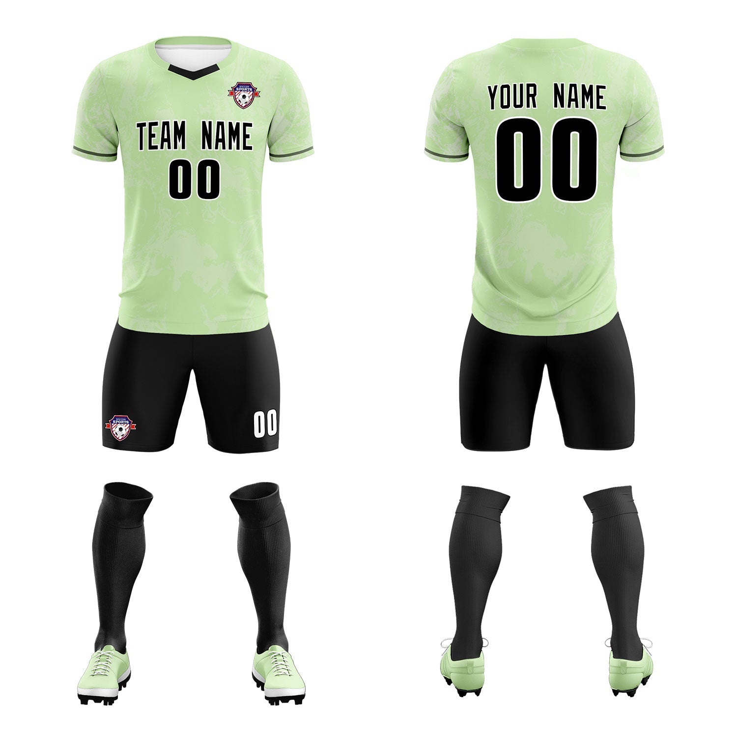 Custom Green Classic Graffiti Pattern Sportswear Soccer Tops/Sets Jersey