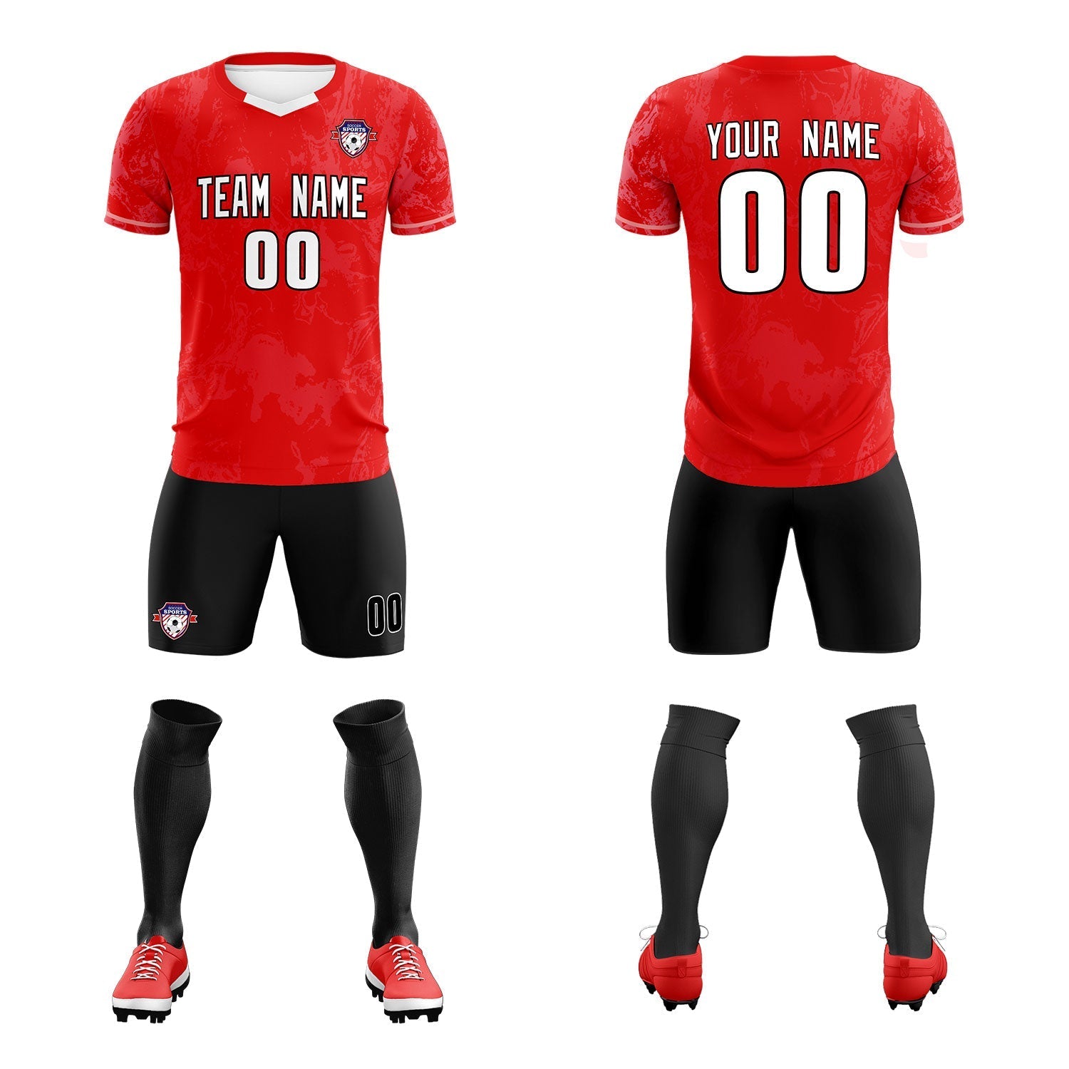 Custom Red Classic Graffiti Pattern Sportswear Soccer Tops/Sets Jersey