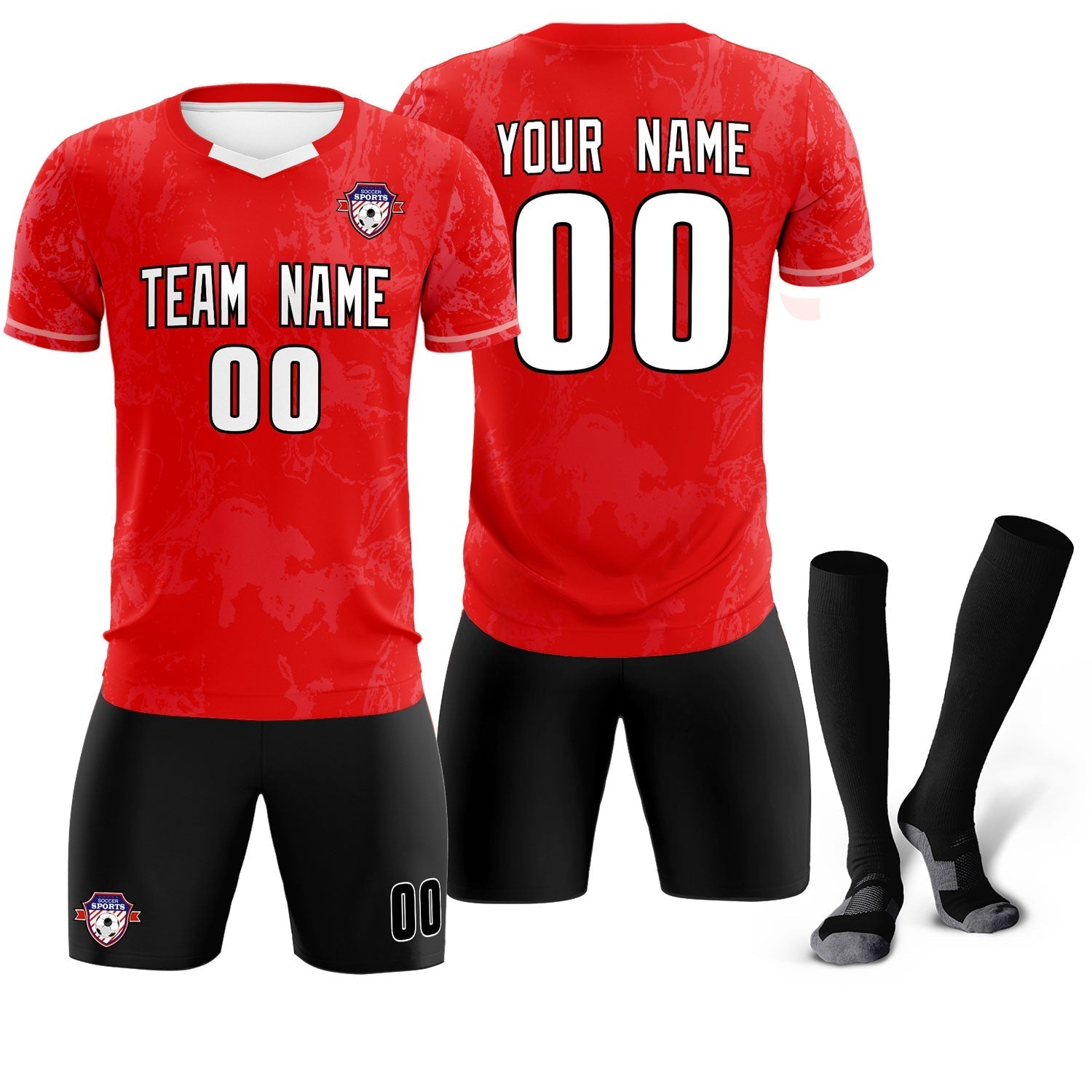 Custom Red Classic Graffiti Pattern Sportswear Soccer Tops/Sets Jersey