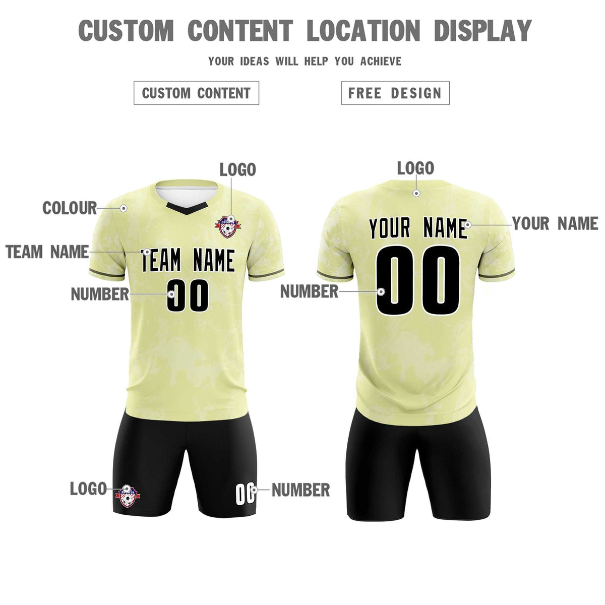 Custom Cream Classic Graffiti Pattern Sportswear Soccer Tops/Sets Jersey