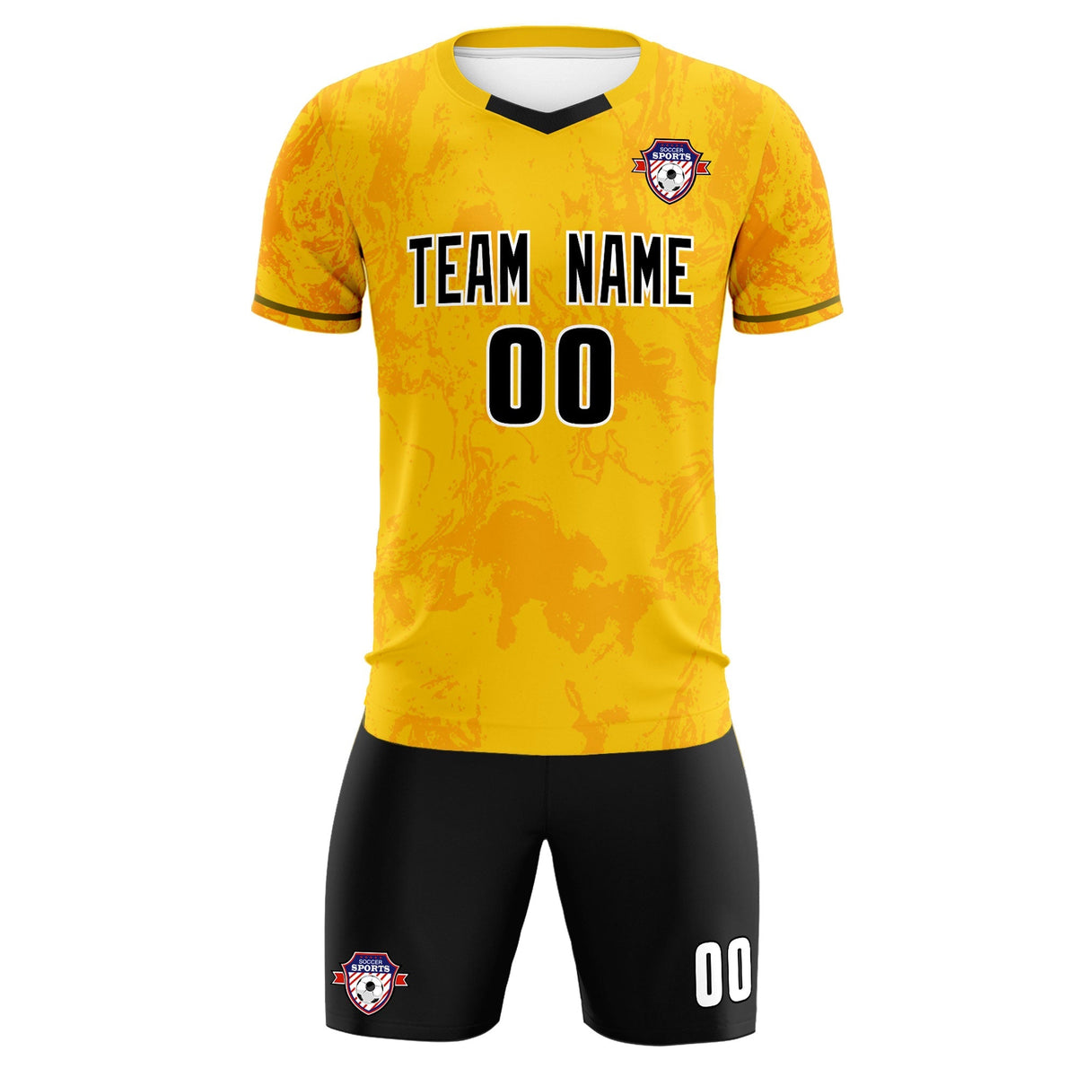 Custom Gold Classic Graffiti Pattern Sportswear Soccer Tops/Sets Jersey