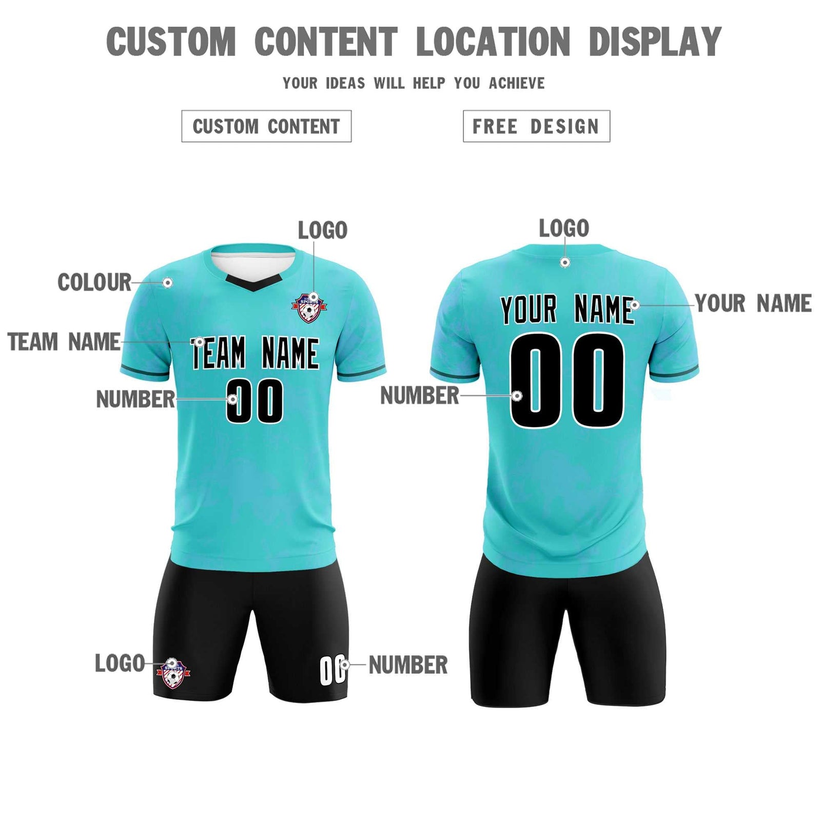 Custom Sky Blue Classic Graffiti Pattern Sportswear Soccer Tops/Sets Jersey