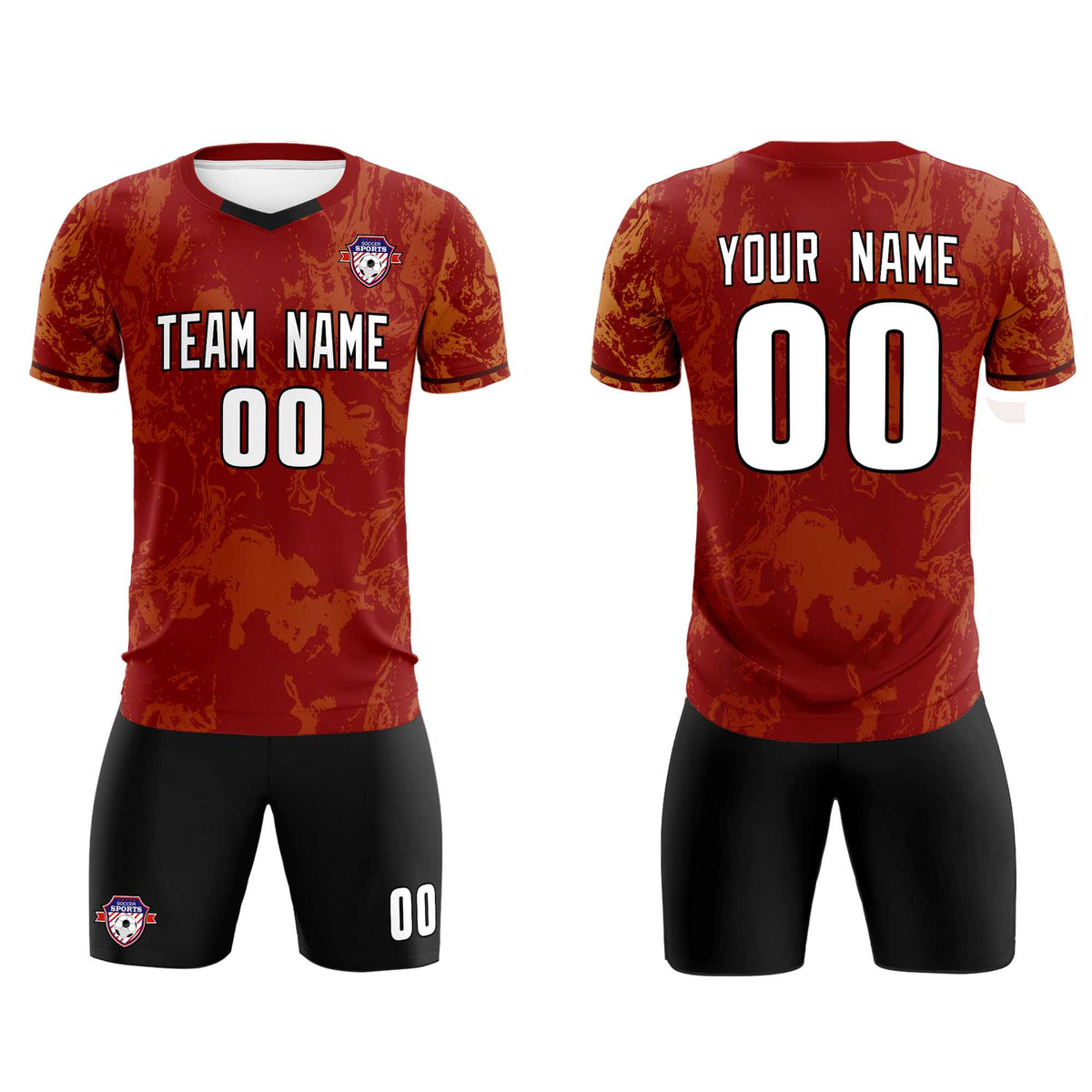Custom Crimson Classic Graffiti Pattern Sportswear Soccer Tops/Sets Jersey