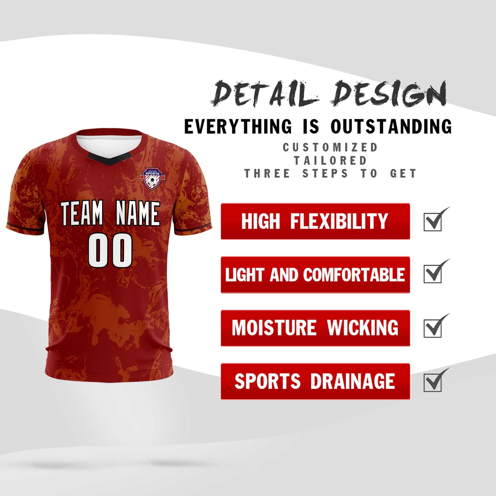 Custom Crimson Classic Graffiti Pattern Sportswear Soccer Tops/Sets Jersey