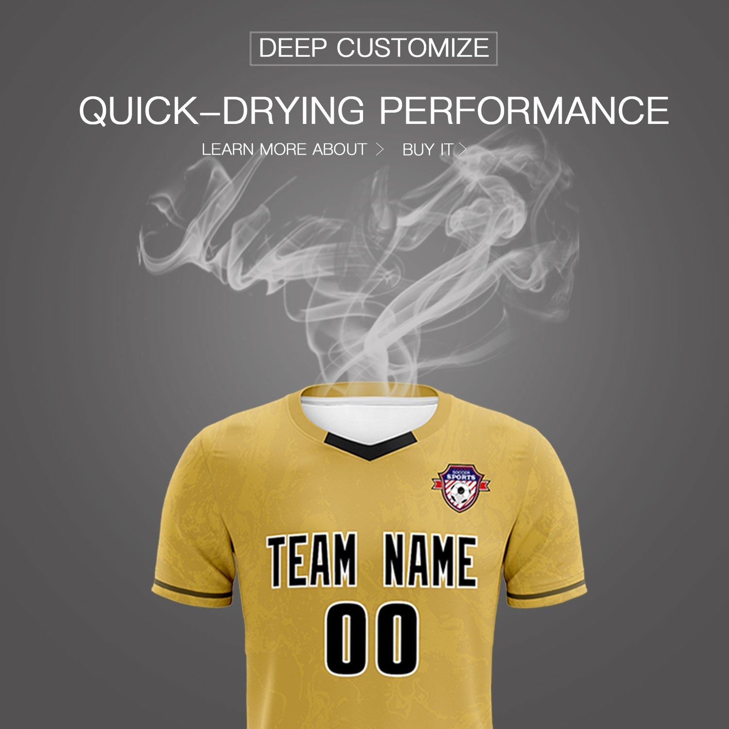 Custom Old Gold Classic Graffiti Pattern Sportswear Soccer Tops/Sets Jersey