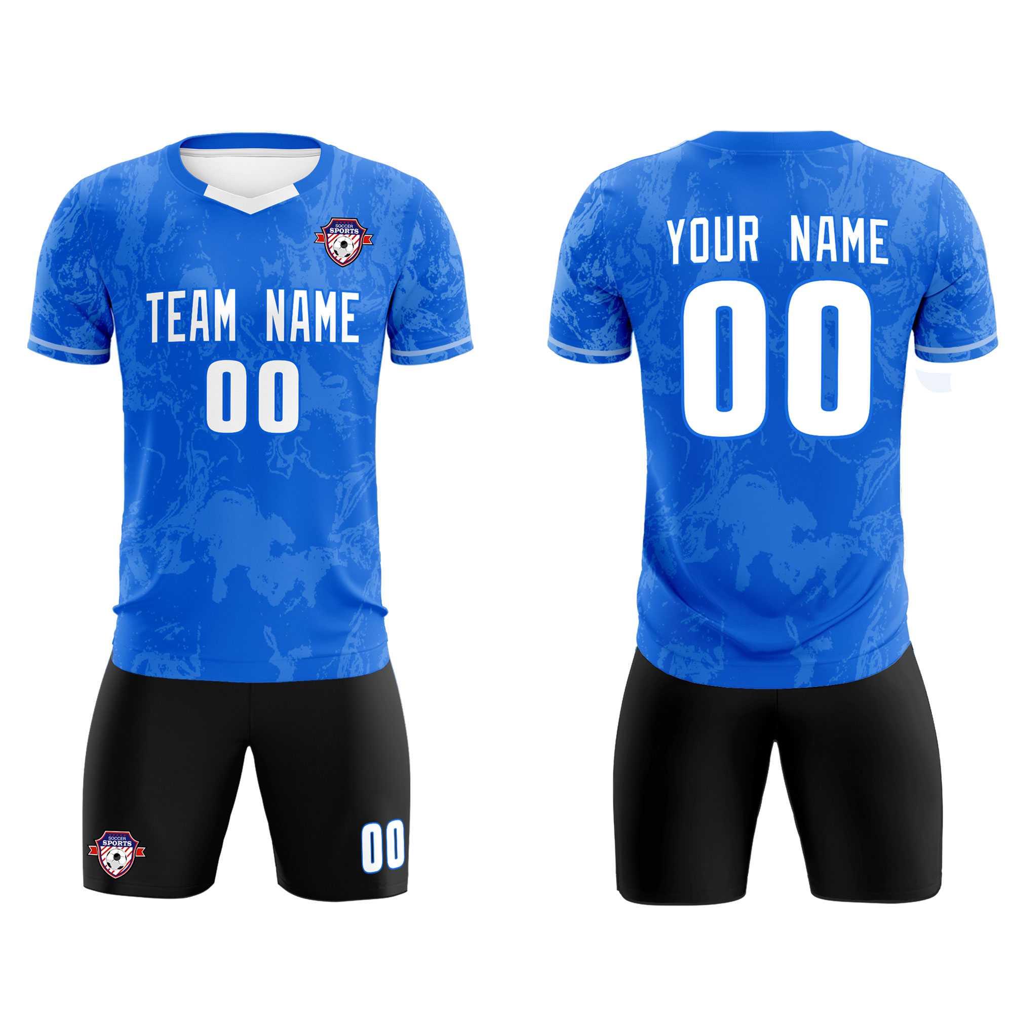 Custom Royal Classic Graffiti Pattern Sportswear Soccer Tops/Sets Jersey