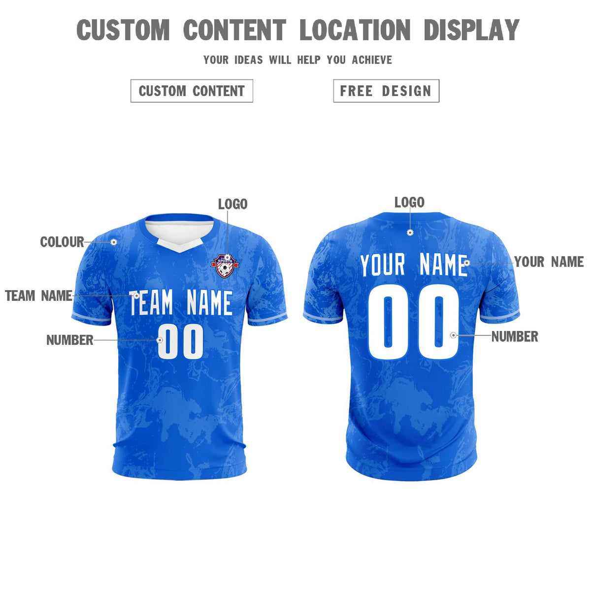 Custom Royal Classic Graffiti Pattern Sportswear Soccer Tops/Sets Jersey