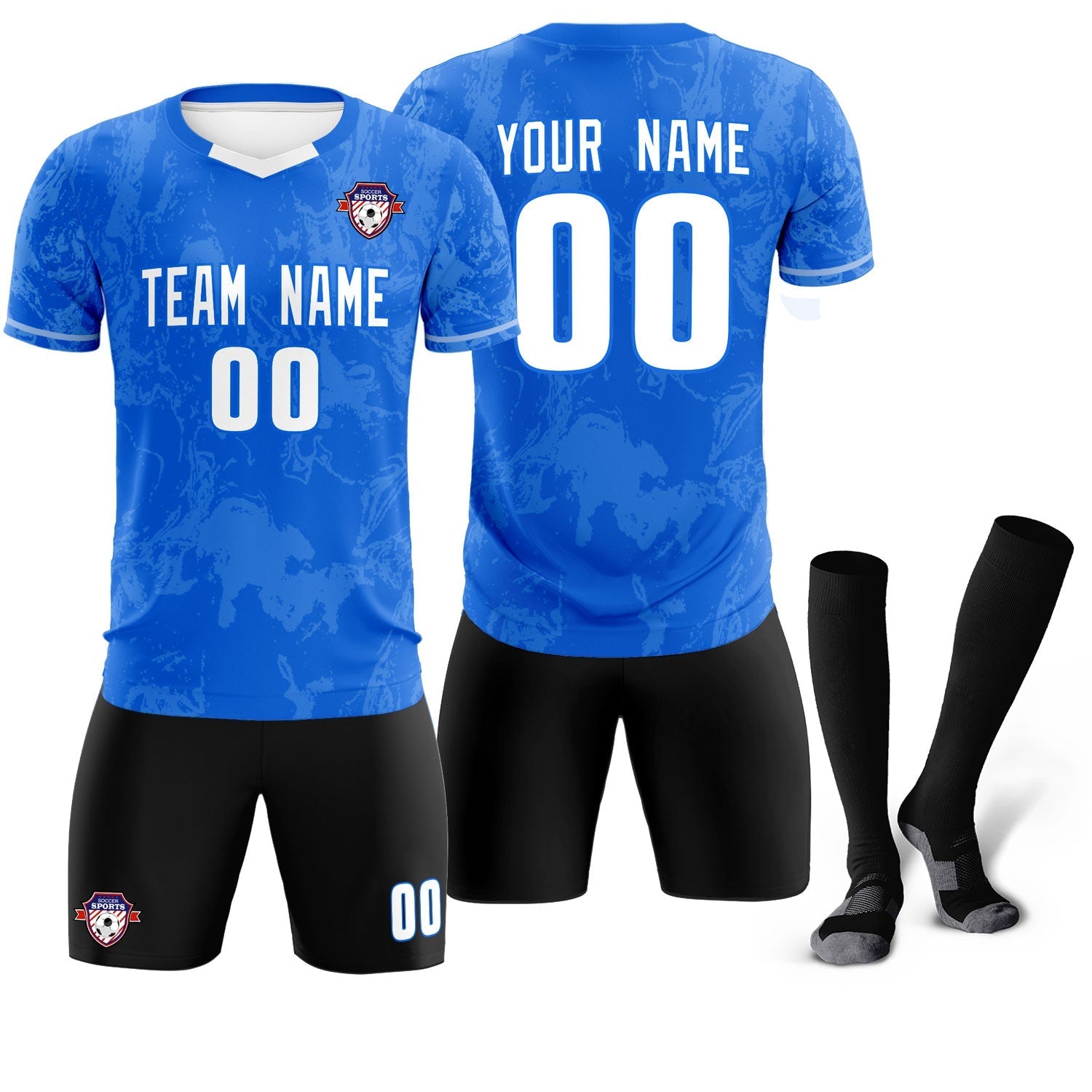 Custom Royal Classic Graffiti Pattern Sportswear Soccer Tops/Sets Jersey