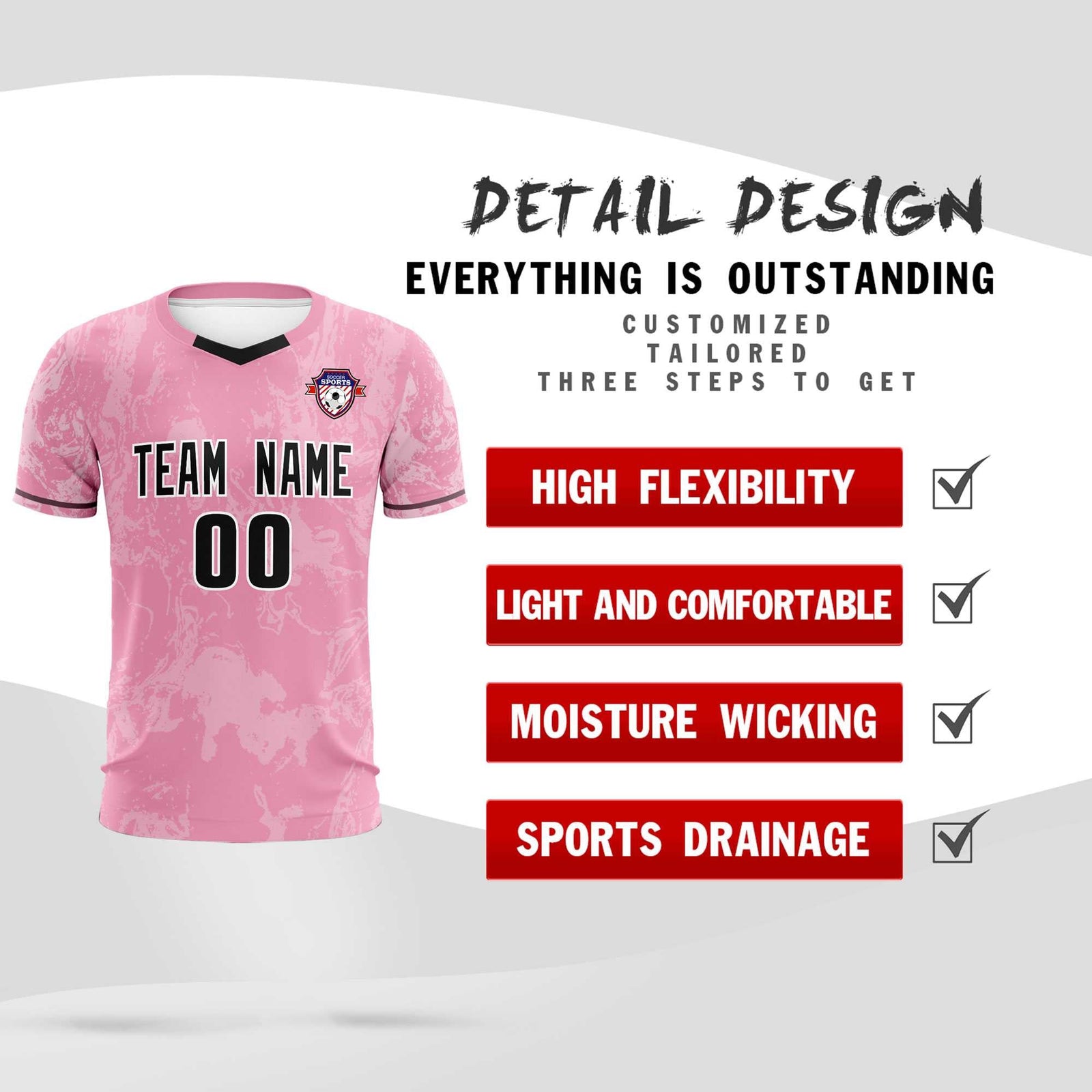 Custom Light Pink Classic Graffiti Pattern Sportswear Soccer Tops/Sets Jersey