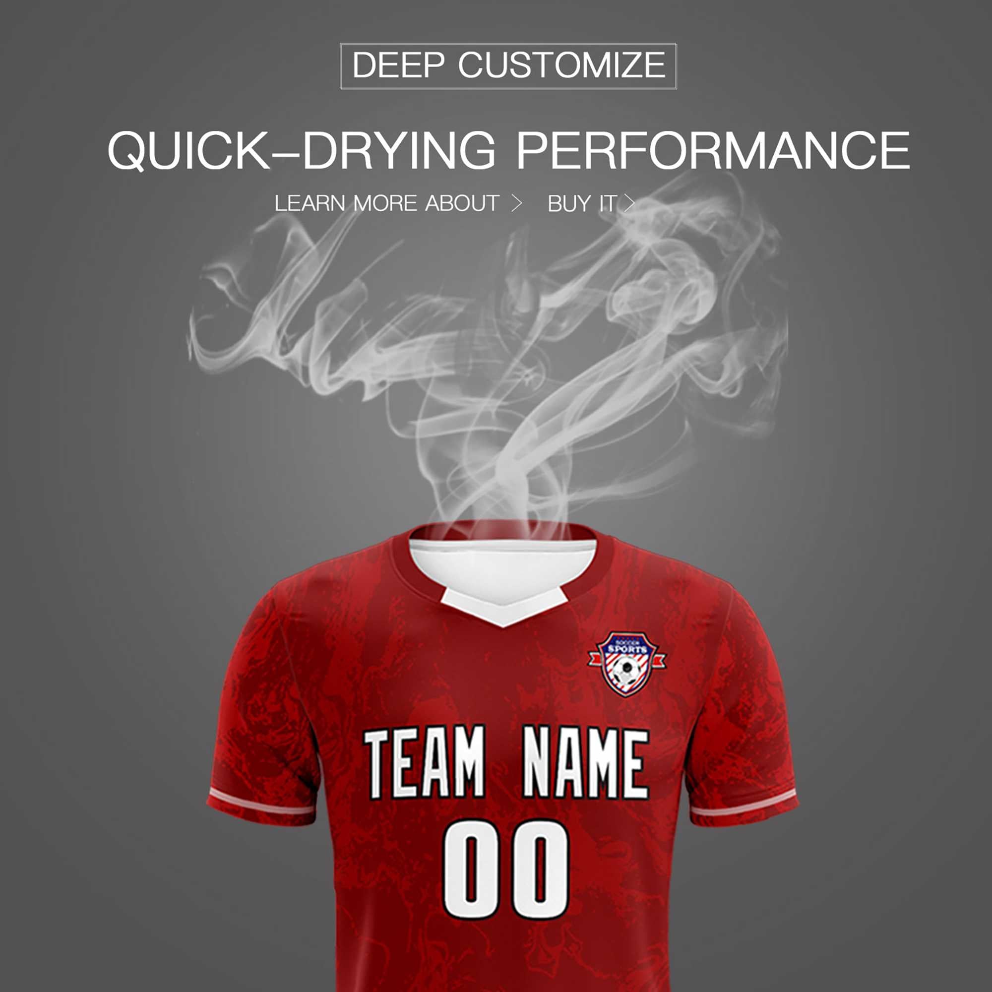 Custom Crimson Classic Graffiti Pattern Sportswear Soccer Tops/Sets Jersey