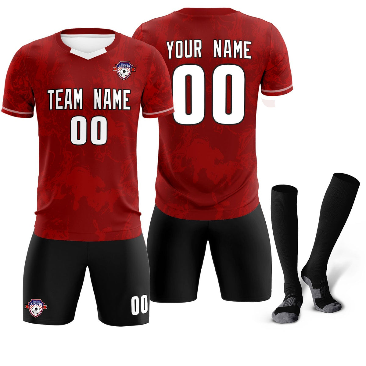 Custom Crimson Classic Graffiti Pattern Sportswear Soccer Tops/Sets Jersey