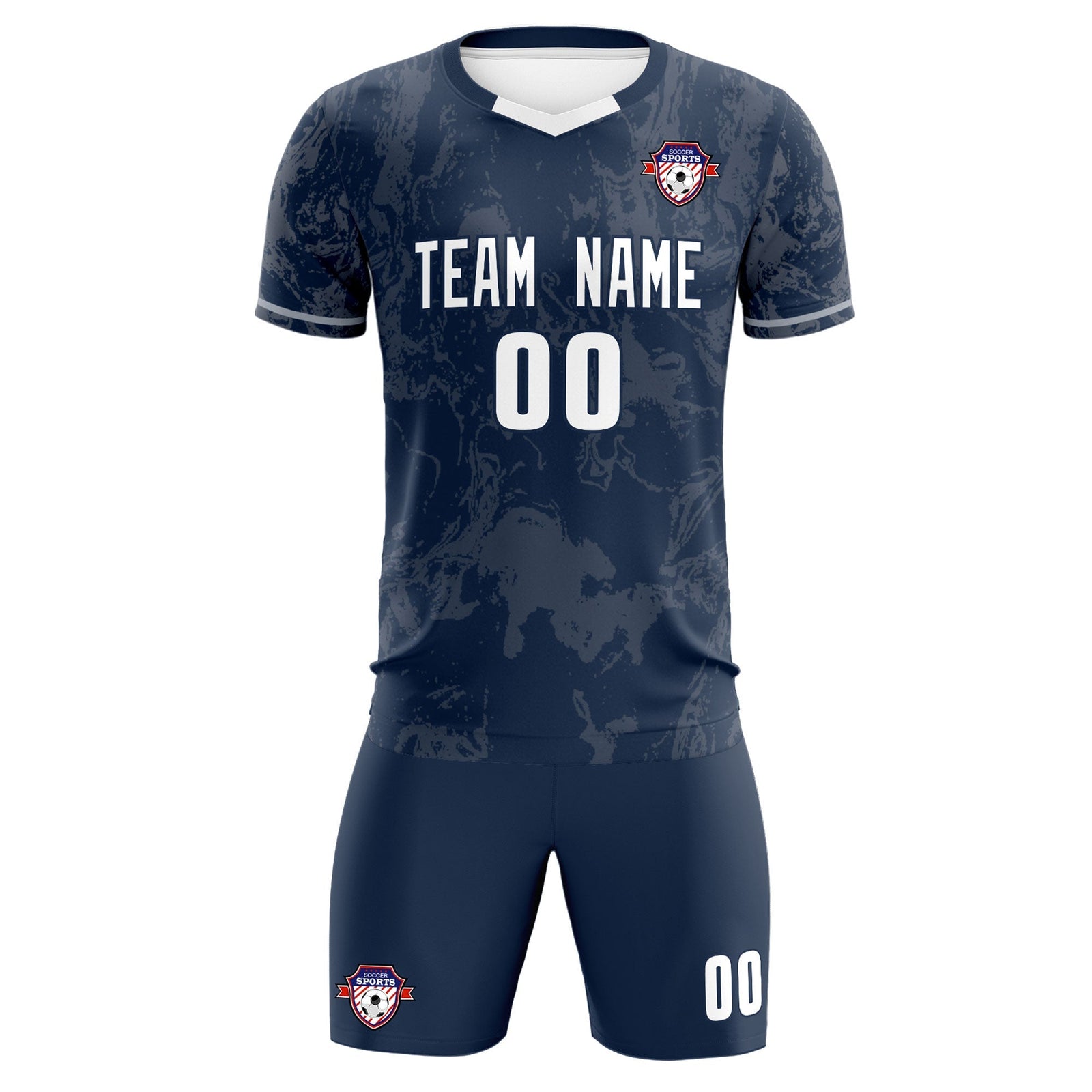 Custom Navy Classic Graffiti Pattern Sportswear Soccer Tops/Sets Jersey