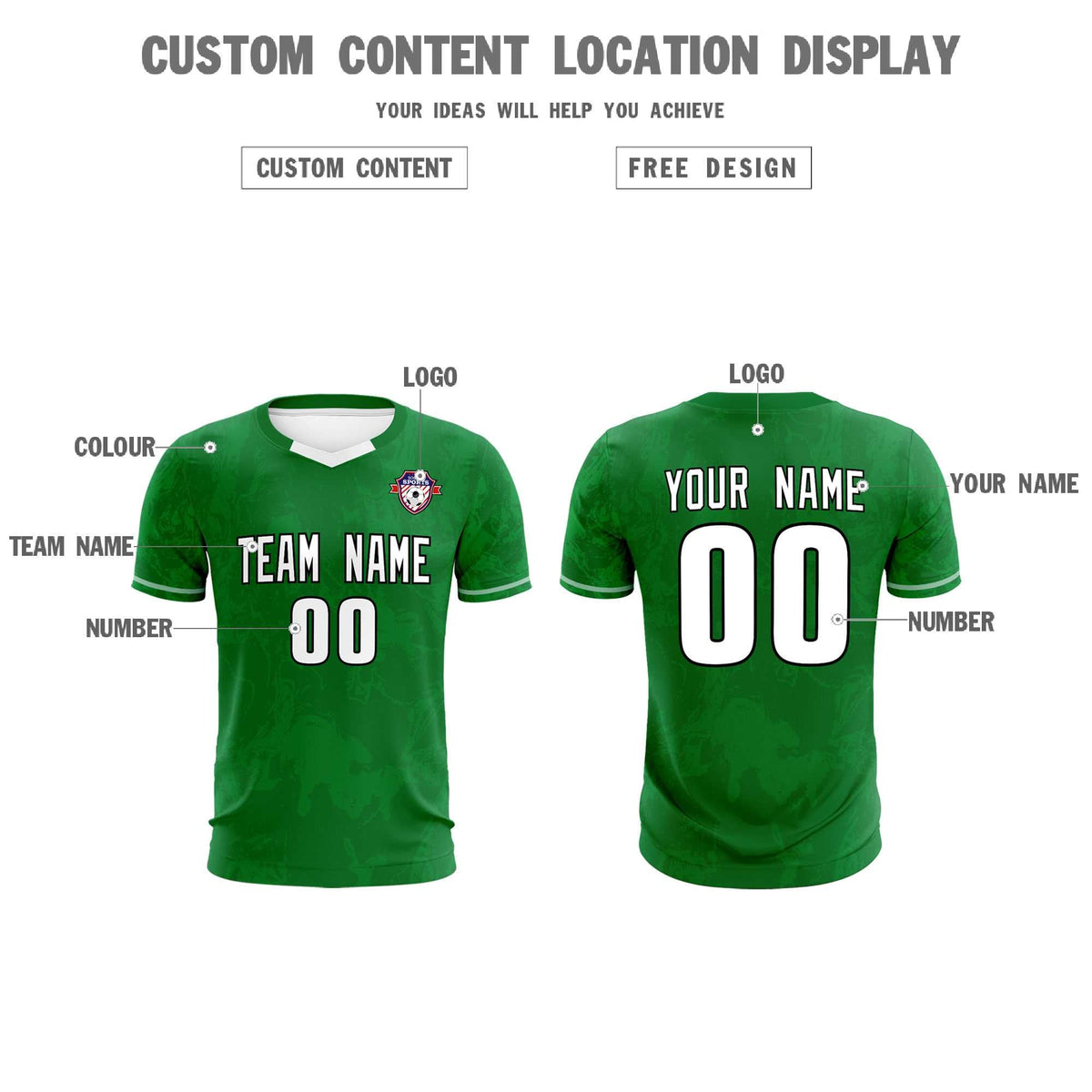 Custom Kelly Green Classic Graffiti Pattern Sportswear Soccer Tops/Sets Jersey