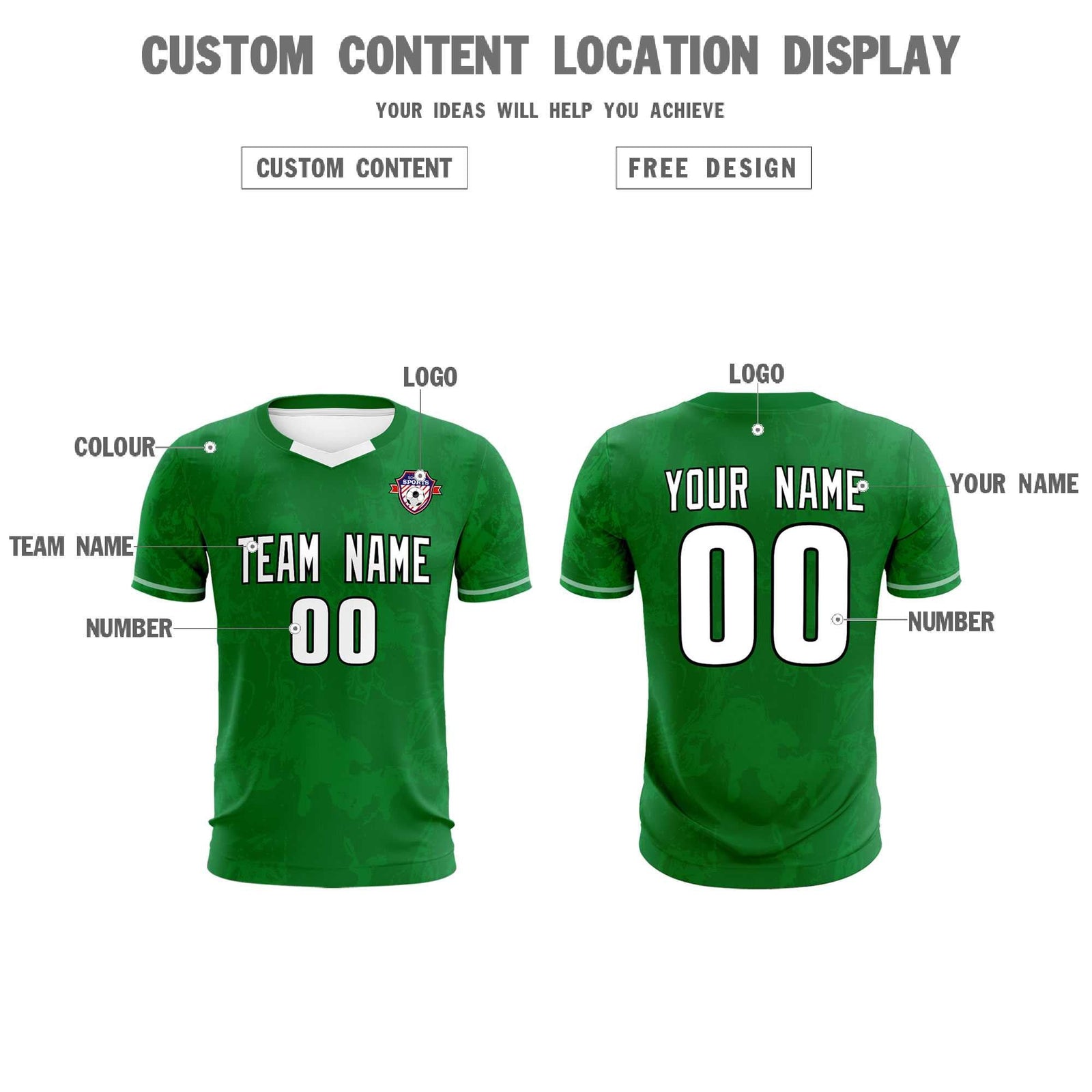 Custom Kelly Green Classic Graffiti Pattern Sportswear Soccer Tops/Sets Jersey