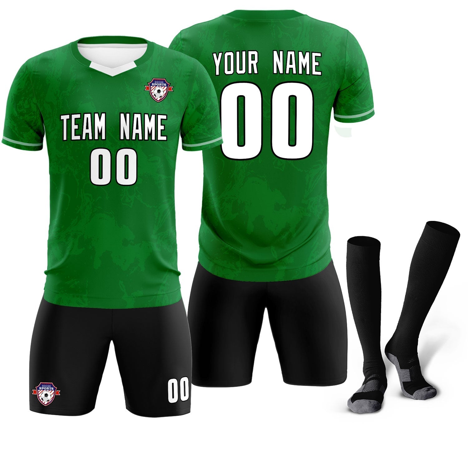 Custom Kelly Green Classic Graffiti Pattern Sportswear Soccer Tops/Sets Jersey