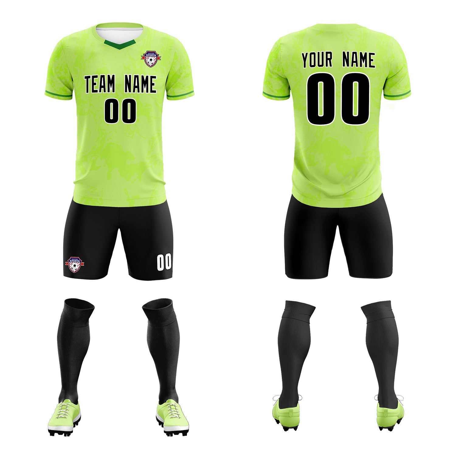 Custom Green Classic Graffiti Pattern Sportswear Soccer Tops/Sets Jersey