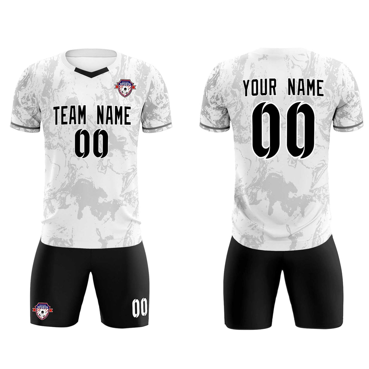 Custom White Classic Graffiti Pattern Sportswear Soccer Tops/Sets Jersey