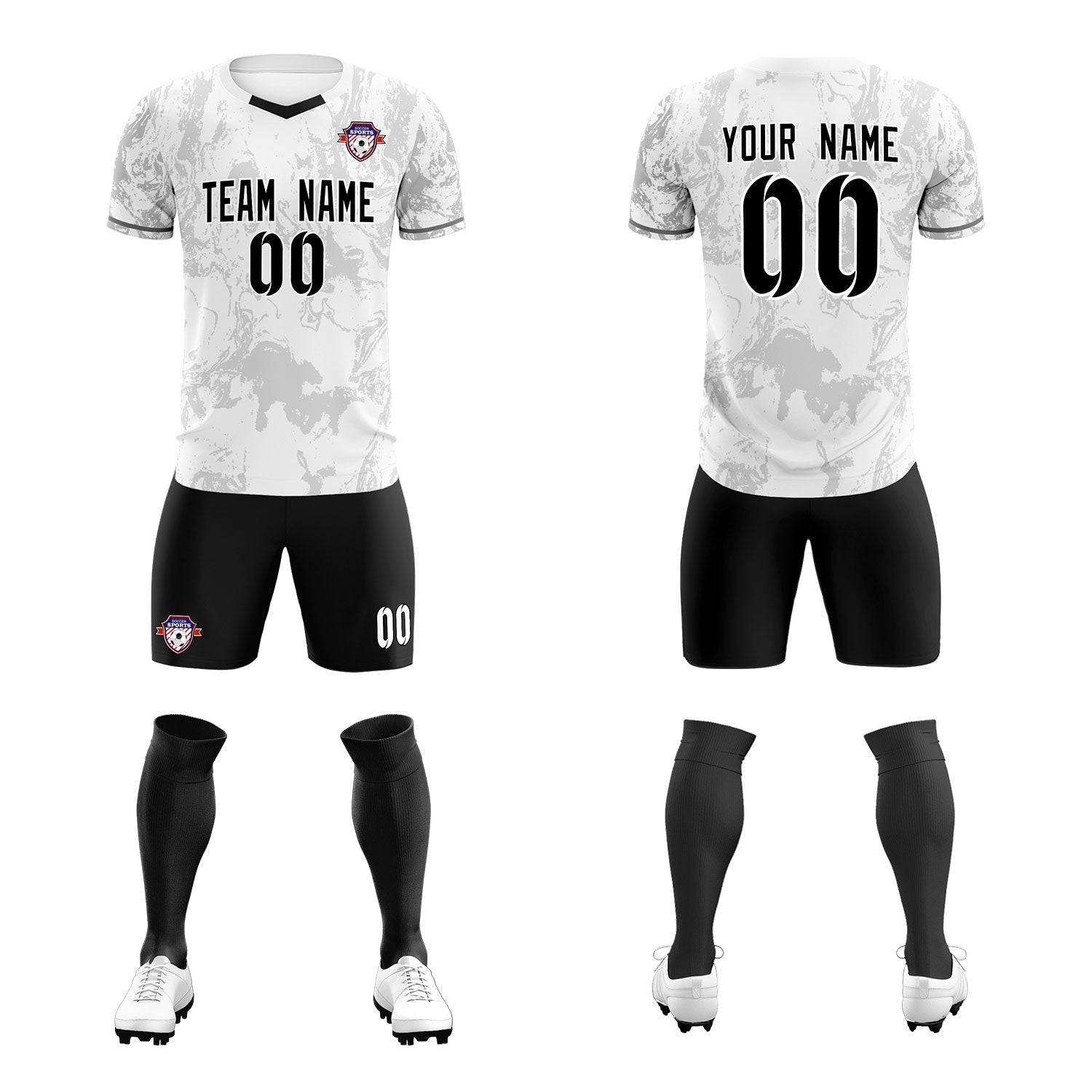 Custom White Classic Graffiti Pattern Sportswear Soccer Tops/Sets Jersey