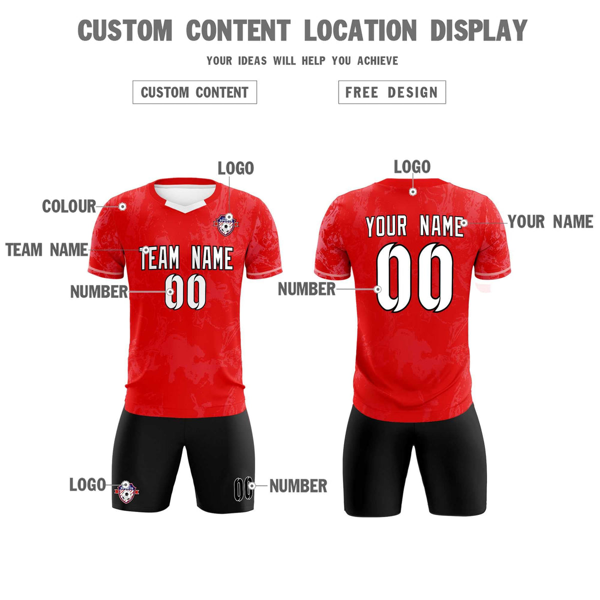 Custom Red Classic Graffiti Pattern Sportswear Soccer Tops/Sets Jersey