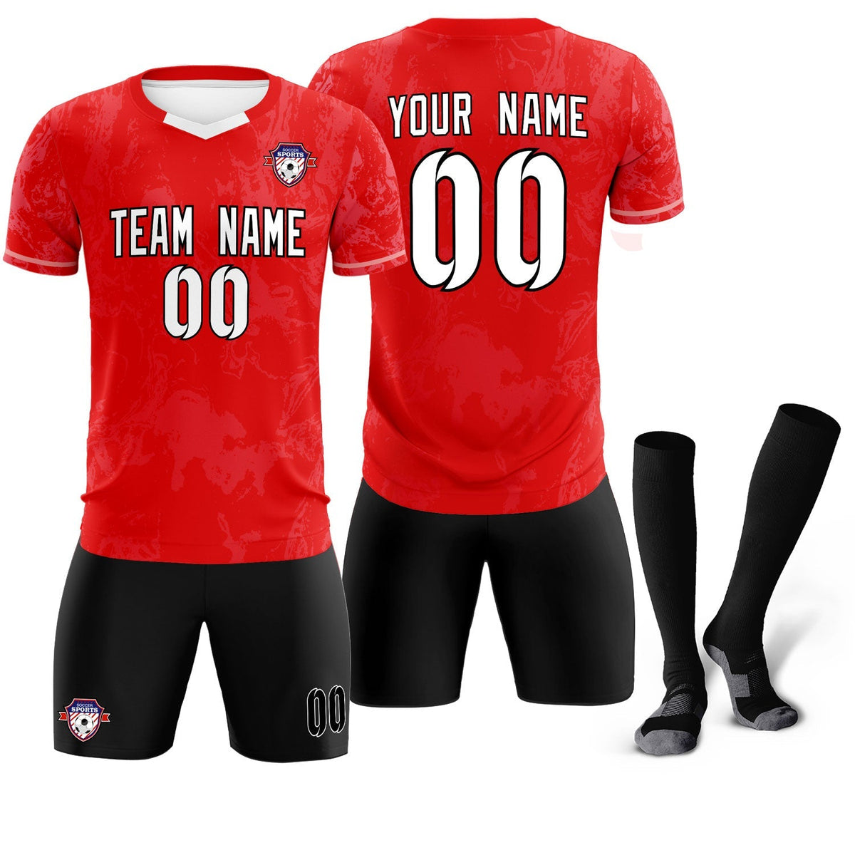 Custom Red Classic Graffiti Pattern Sportswear Soccer Tops/Sets Jersey